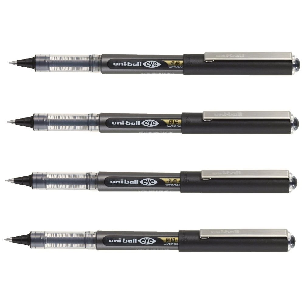 2 Uni-Ball Eye Rollerball Pen 0.38mm Black 4 Pack, 2 of 3