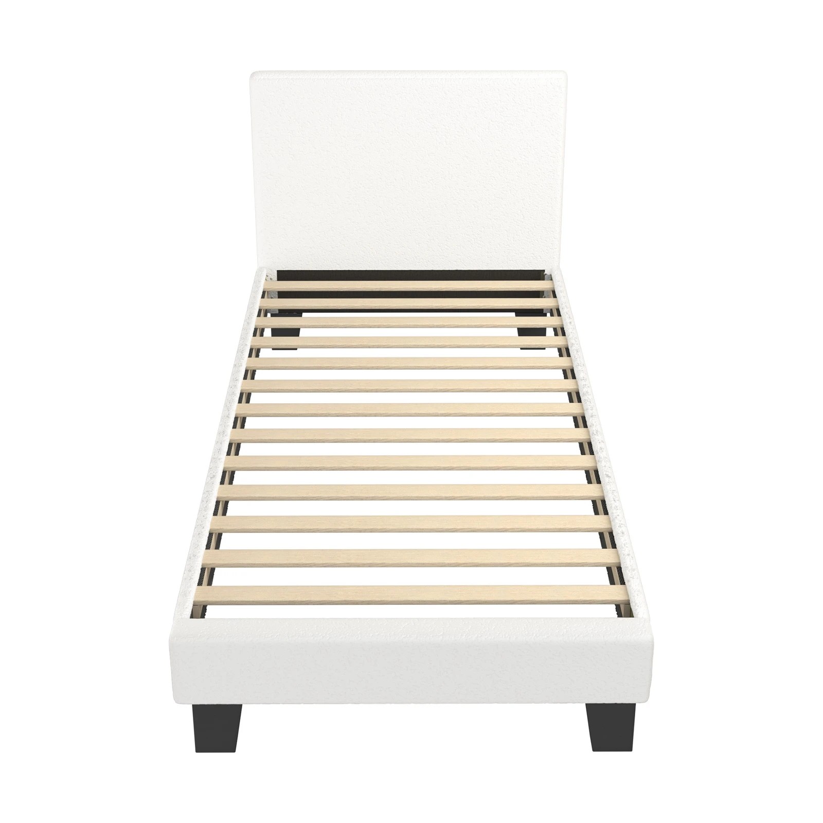 8 Oikiture Bed Frame Single Size Boucle - White, 8 of 10