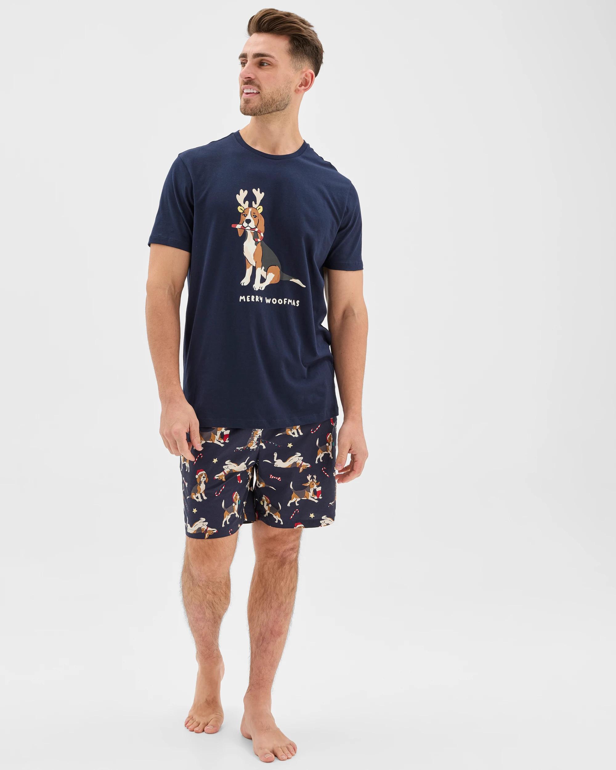 1 Maxx Poplin Christmas Sleep Shorts CHRISTMAS BEAGLE DOG, 1 of 7
