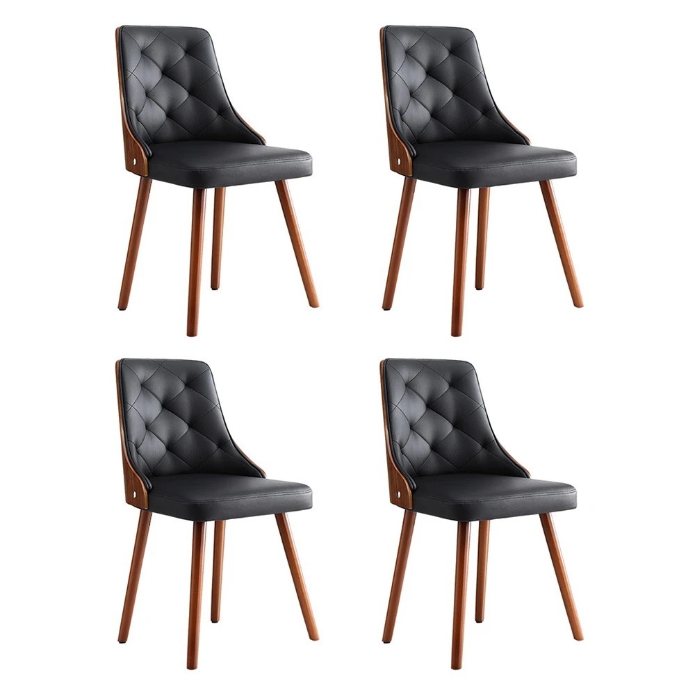 1 1 Set of 4 Artiss Dining Chairs  PU - Black, 1 of 6