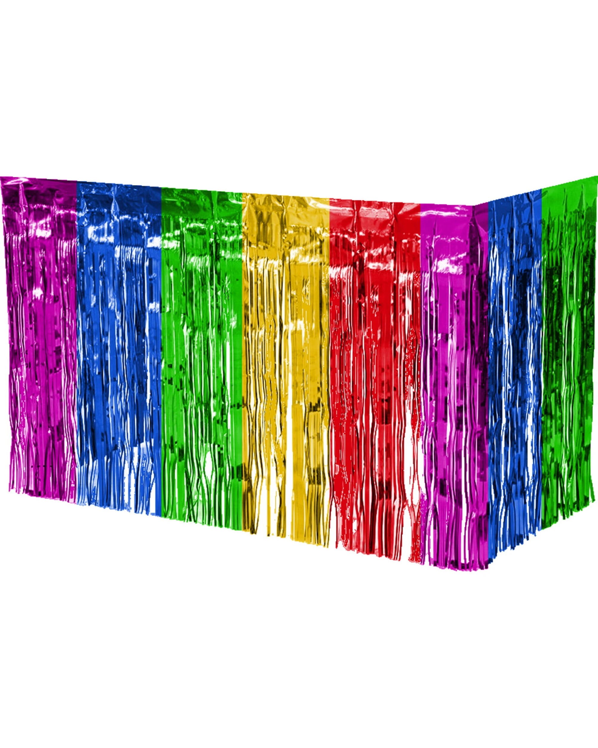 1 Partyrama Metallic Rainbow Table Skirt - Rainbow, 1 of 2