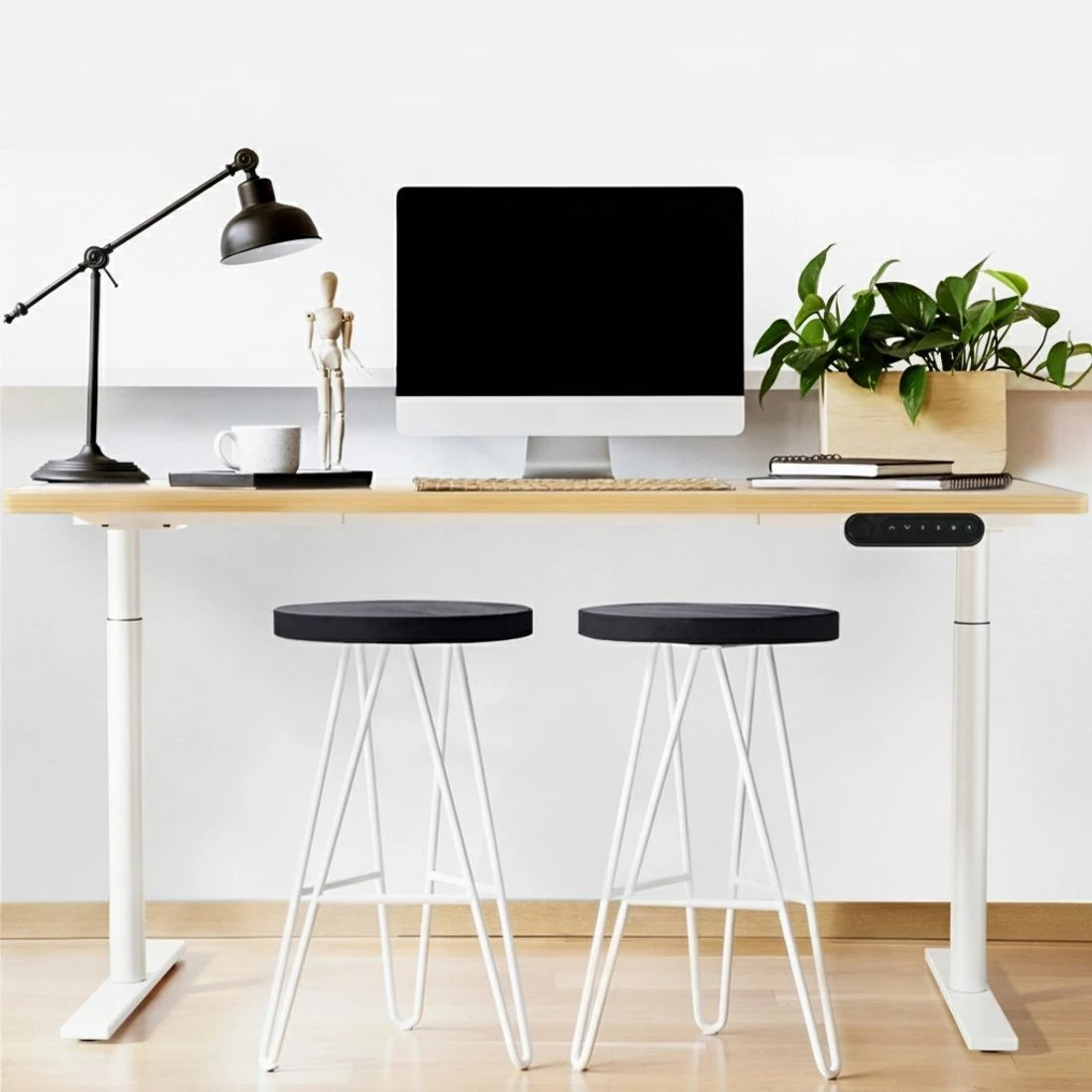 5 Artiss Standing Desk Motorised Electric Dual Motor 140CM  Oak - Brown, 5 of 5