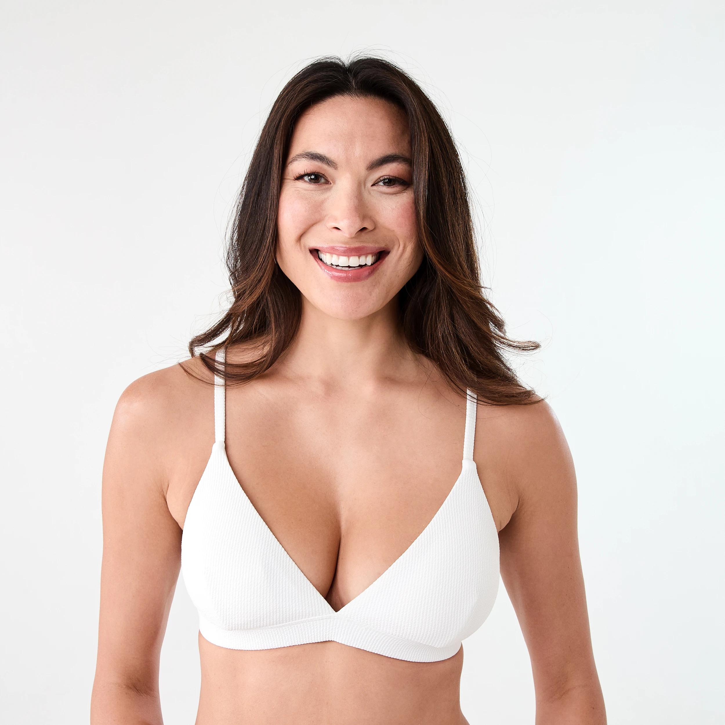 1 Crinkle Triangle Bikini Top WHITE, 1 of 7