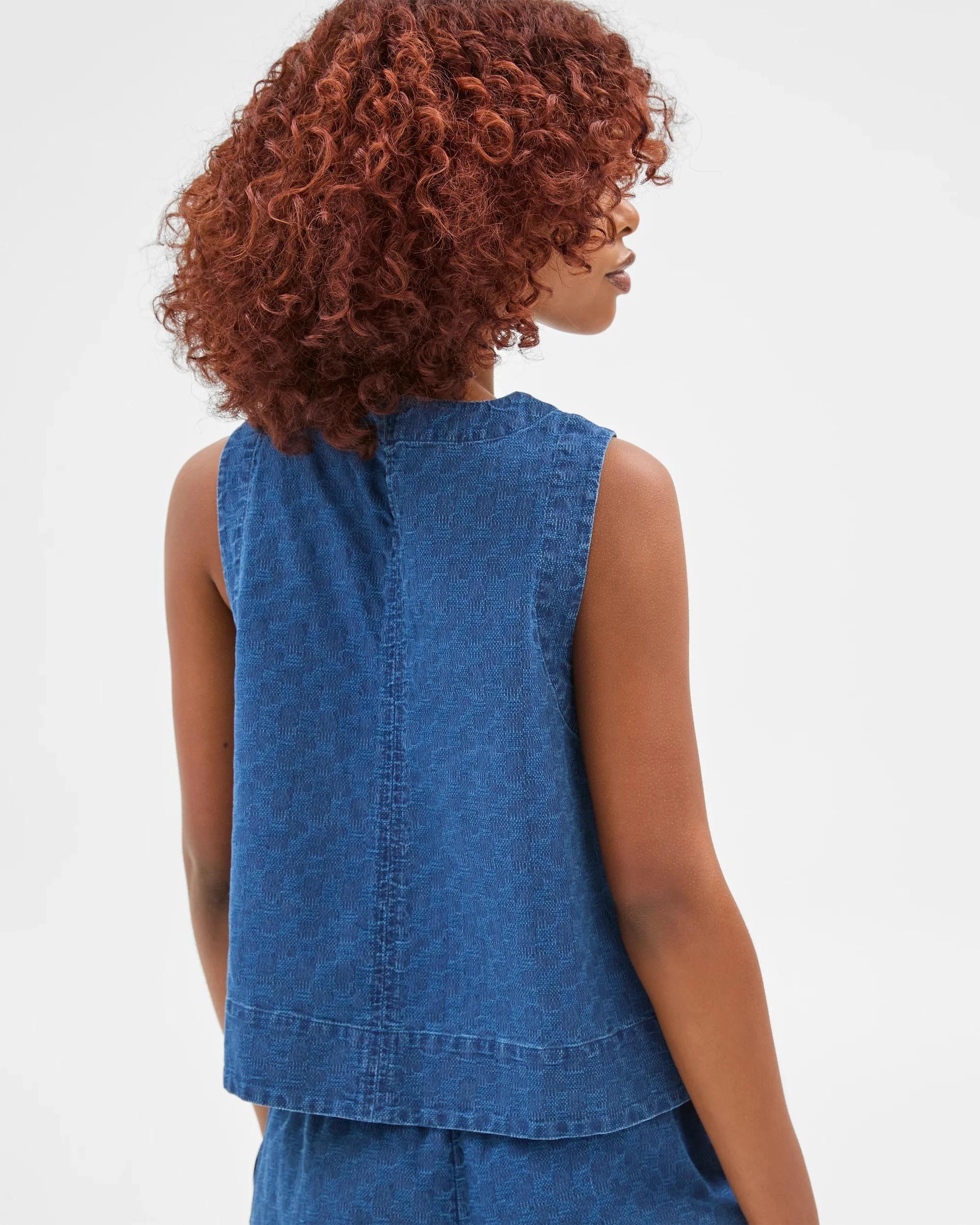 5 Target Petites Sleeveless Textured A-Line Tank Top CHAMBRAY, 5 of 6