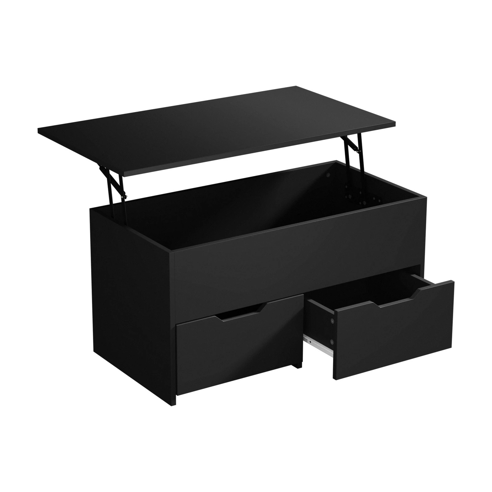 4 Oikiture Coffee Table Lift Up Top With Drawers Hidden Book Storage Black - Black, 4 of 7
