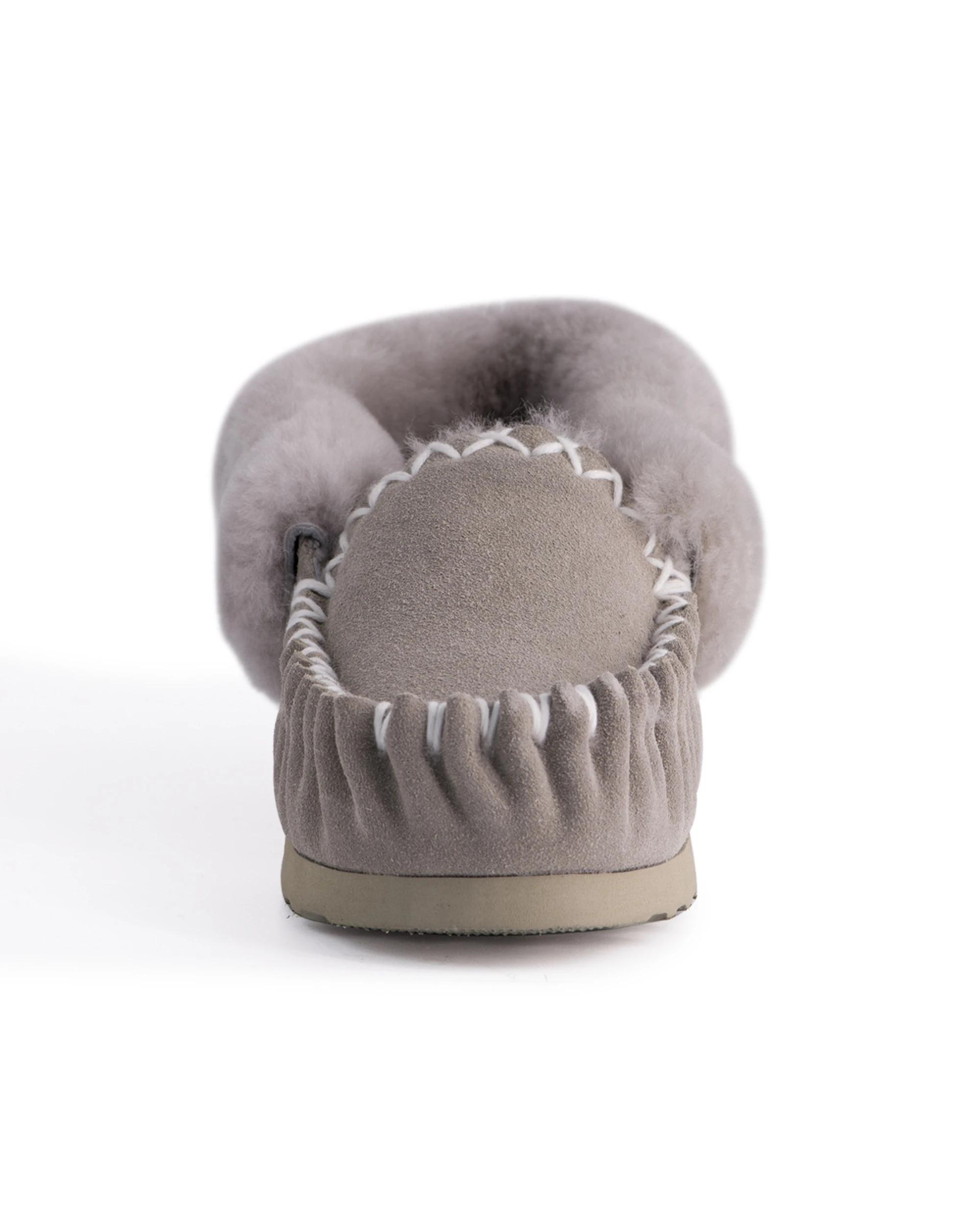 5 AUS WOOLI Hand Stitched Womens Sheepskin Moccasin LIGHTGREY, 5 of 7