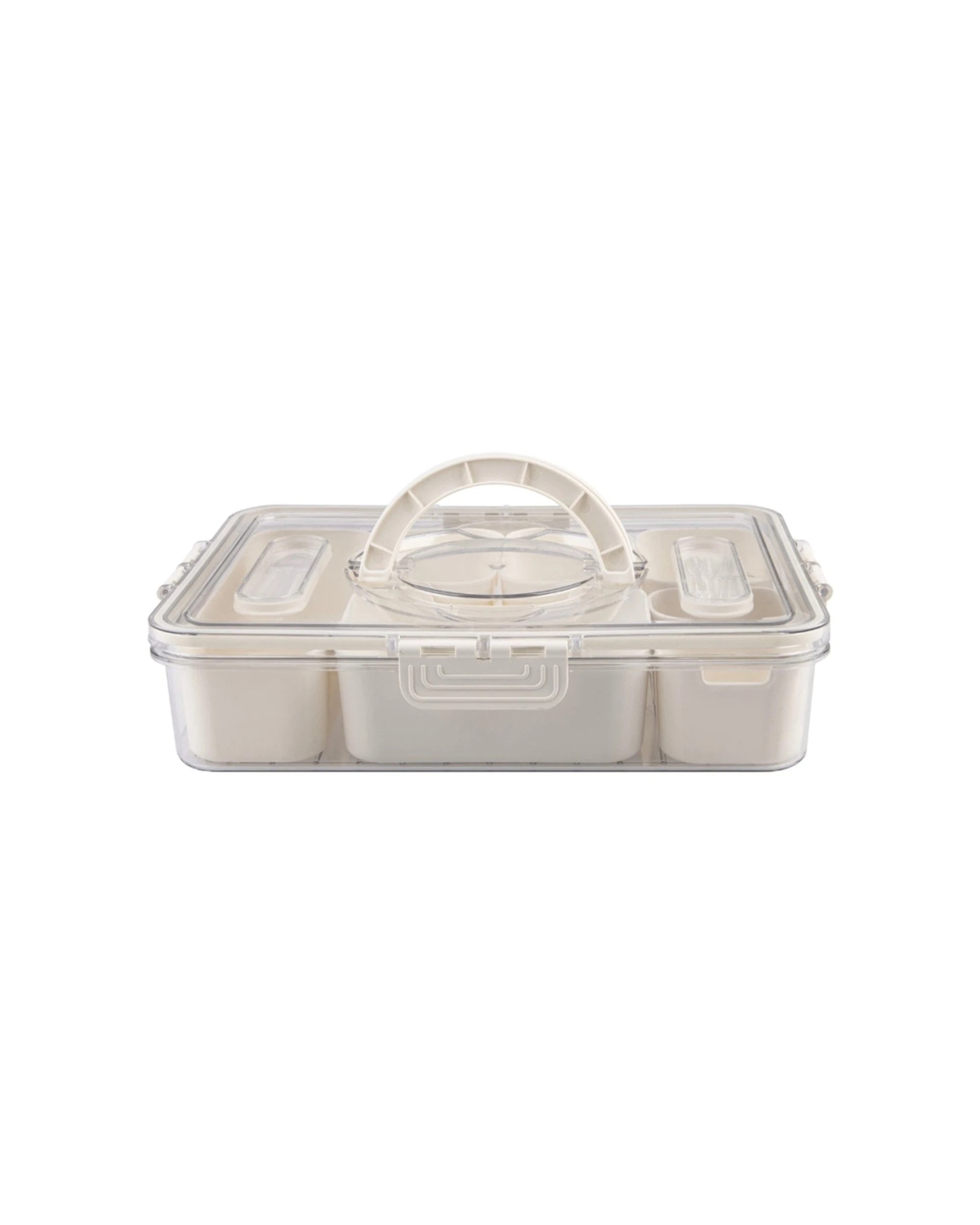2 Alfresco Lane Rectangular 7 Compartment Grazing Box With Carry Handles - Beige, 2 of 5
