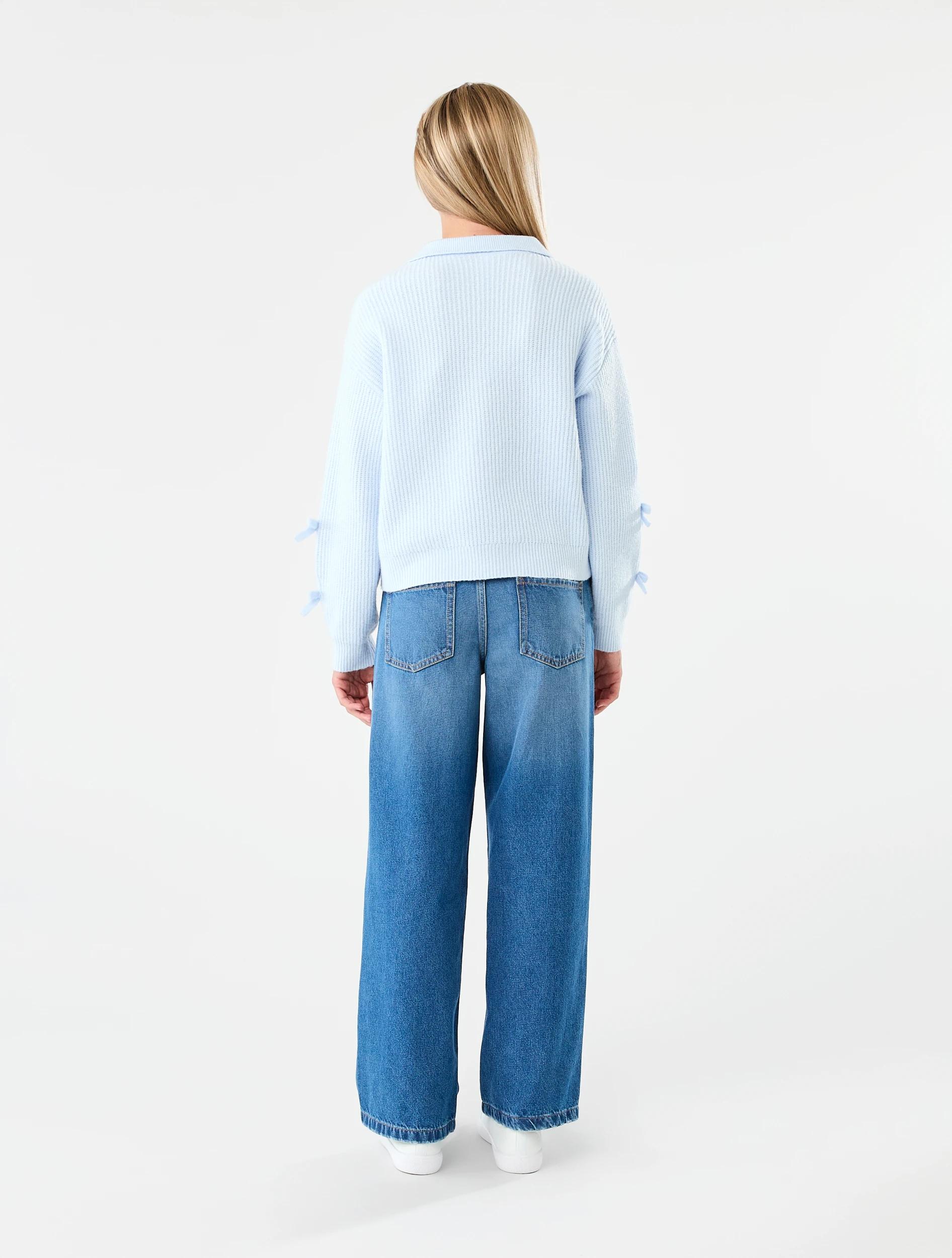 6 Bow Sleeve Rugby Knit Top Icew Blue, 6 of 6