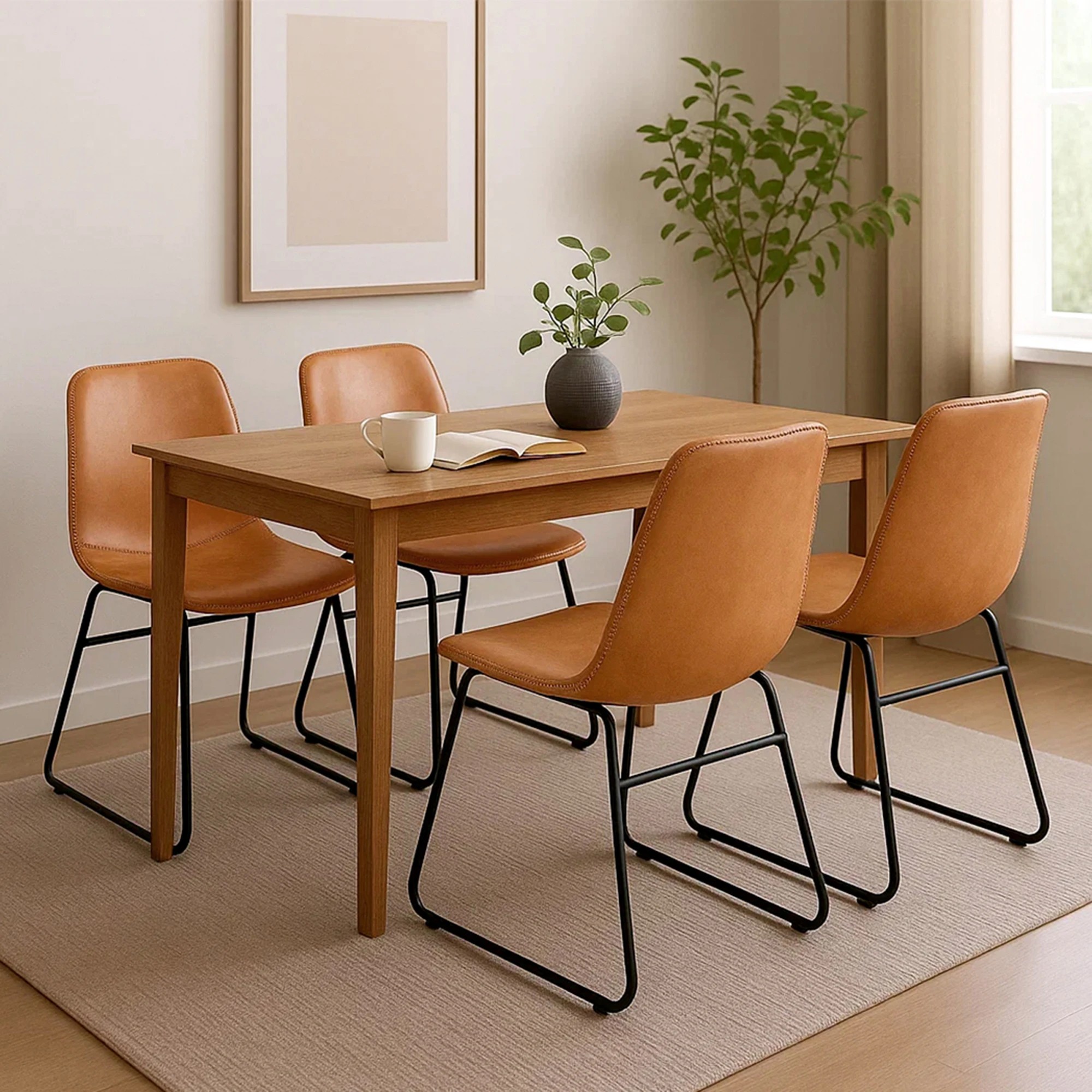 8 Levede 4x Dining Chairs PU Leather - Brown, 8 of 8