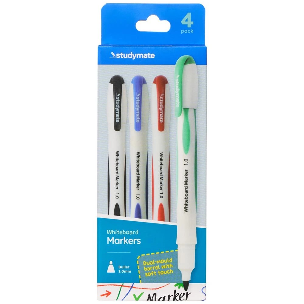 1 Studymate 1mm Whiteboard Marker Assorted 4 Pack, 1 of 8