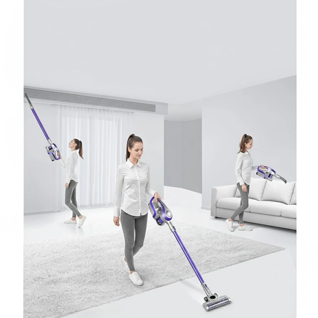 3 Devanti Stick Vacuum Cleaner Cordless HEPA Filter Purple 150W - Purple, 3 of 5
