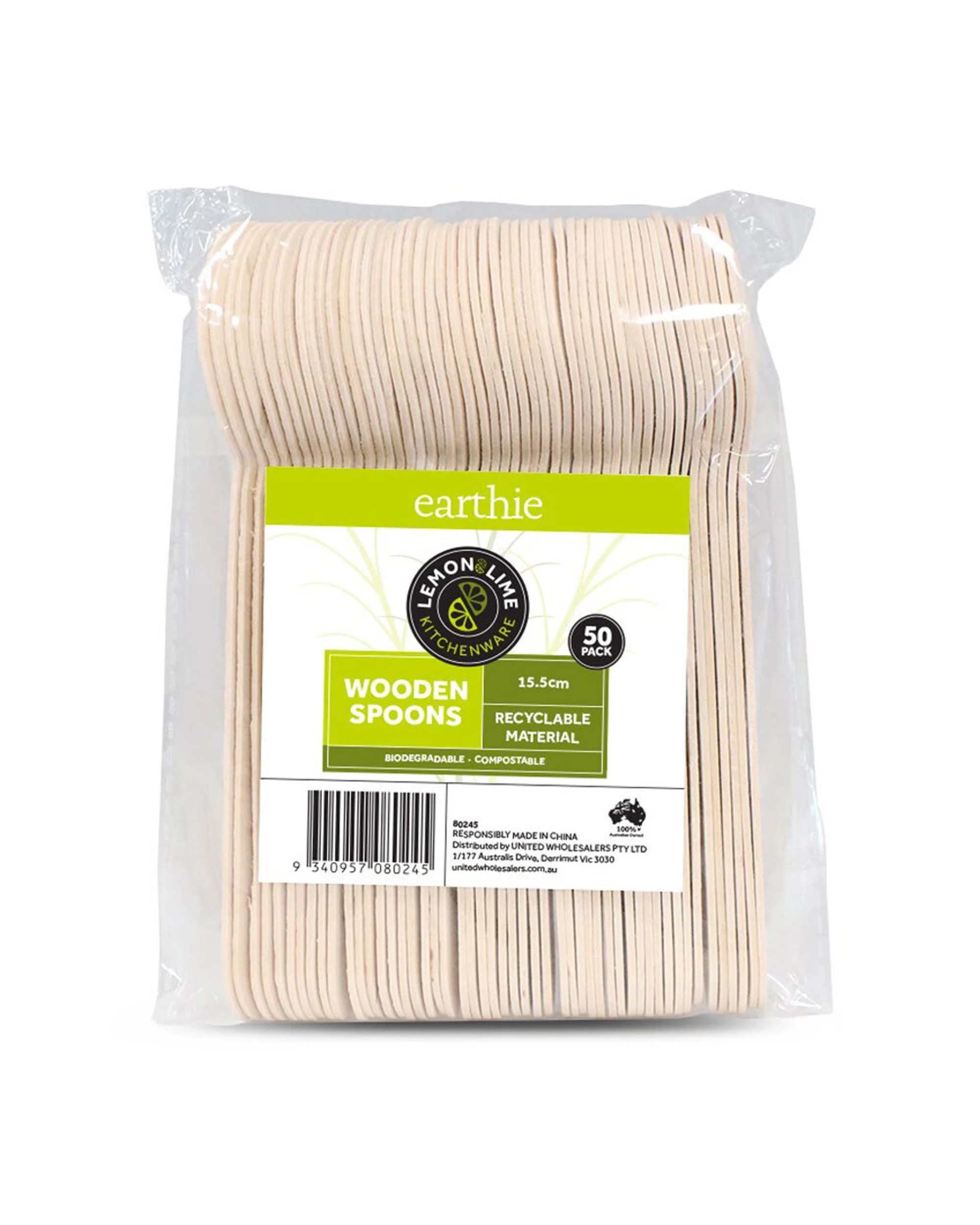 2 Lemon & Lime 400PK Eco Wooden Spoons Biodegradable - Natural, 2 of 2