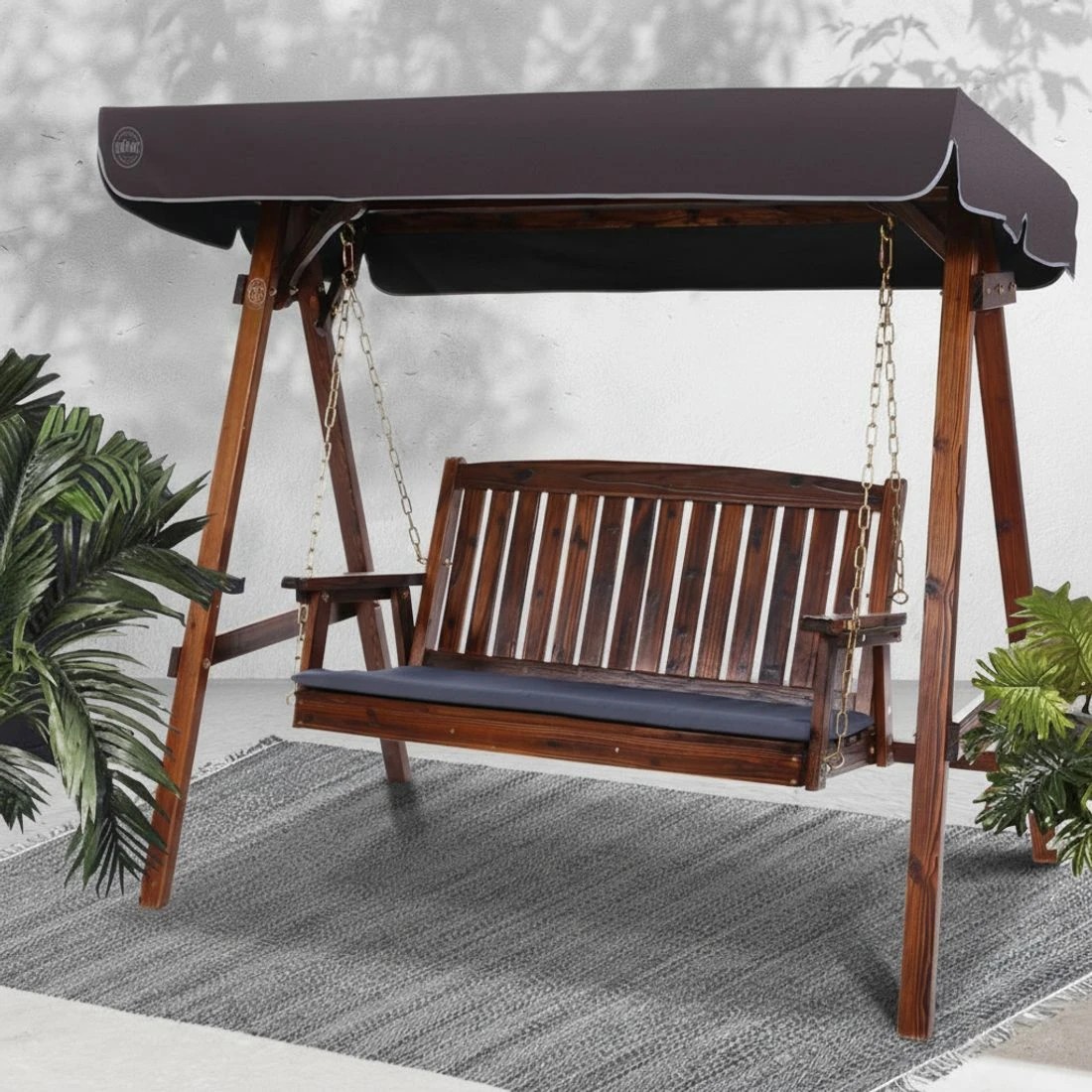 7 Gardeon Outdoor en Swing Chair Garden Bench Canopy Cushion 3 Seater Charcoal - Grey, 7 of 7