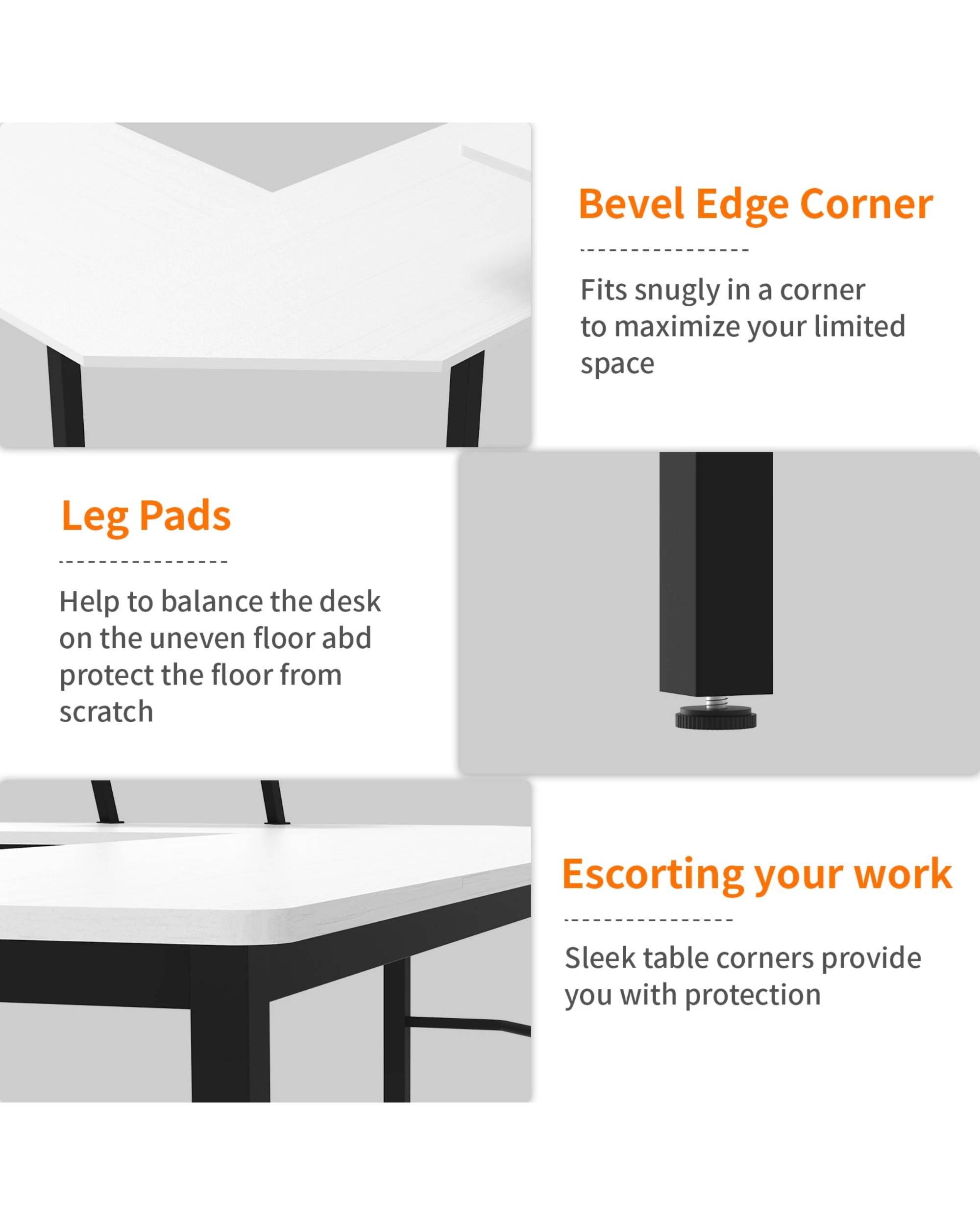 4 Advwin L Shaped Corner Desk With Laptop Stand Workstation, 4 of 8