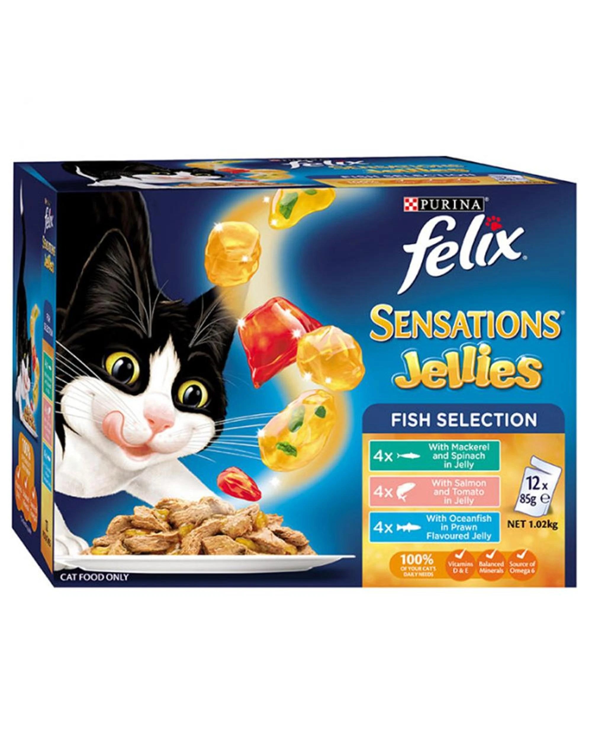 1 Felix Sensations Jellies Fish Selections Cat Food 85g x 12, 1 of 1