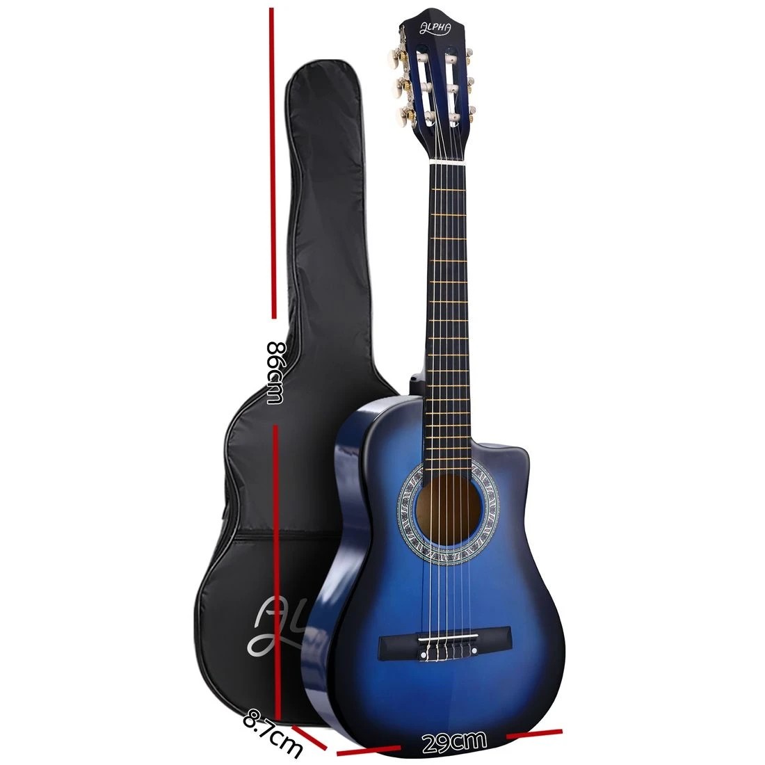 2 Alpha 34 Inch Classical Guitar Wooden Body Nylon String w/ Stand Beignner - Multi, 2 of 7