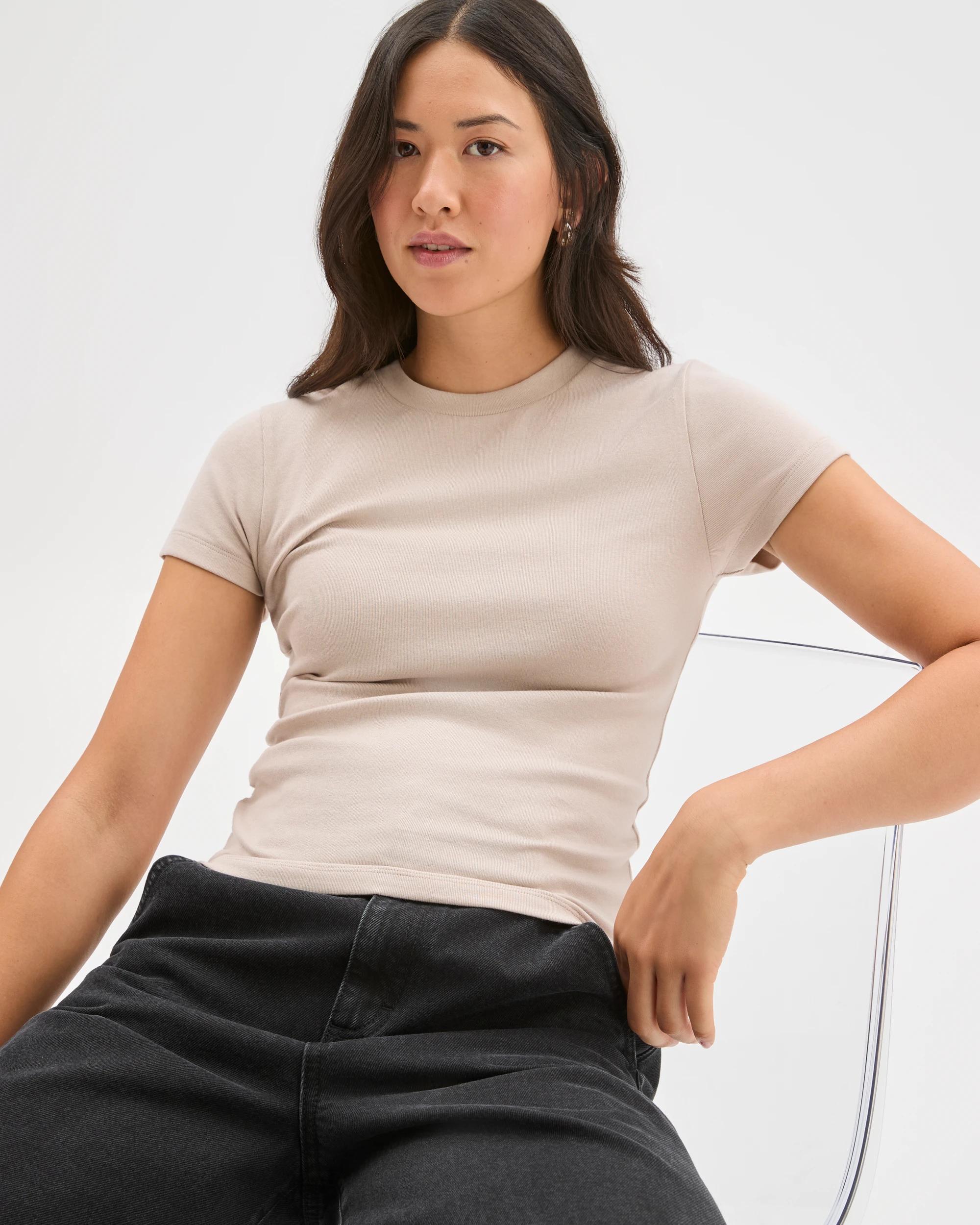 1 Target Woman Australian Cotton Blend Soft Touch T-Shirt PEBBLE, 1 of 7