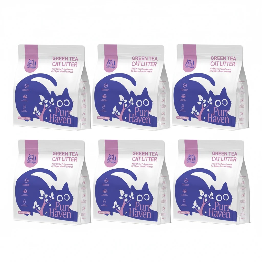 1 PurrHaven Green Tea Cat & Kitten Litter 15kg (6 Pack) | Flushable, Dust-Free & Odour Neutraliser - Tea, 1 of 7