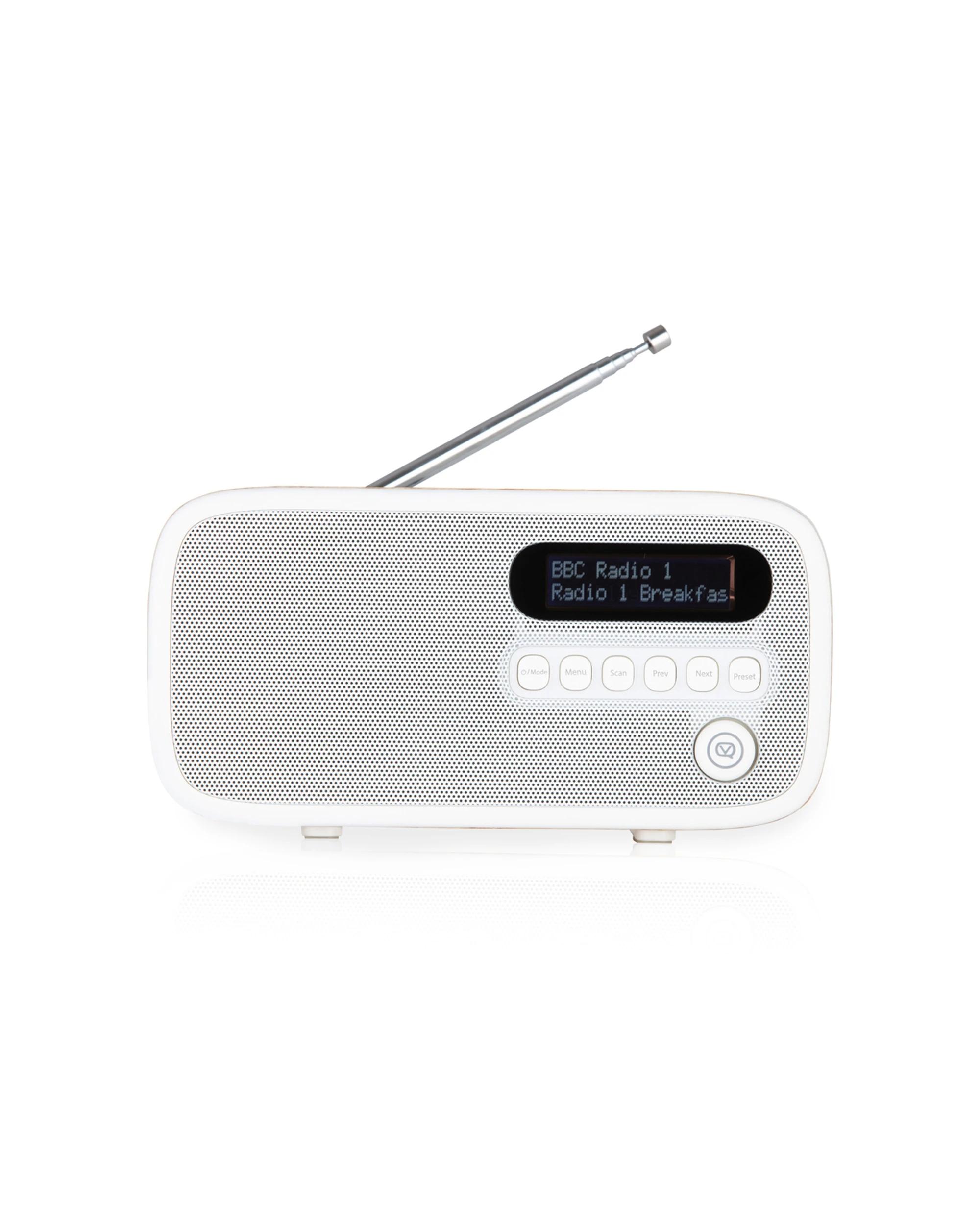 VQ Dexter Radio DAB/DAB+ E FM – Stereo 3W, 60 Preset, Alimentazione USB O Batteria (Noce)