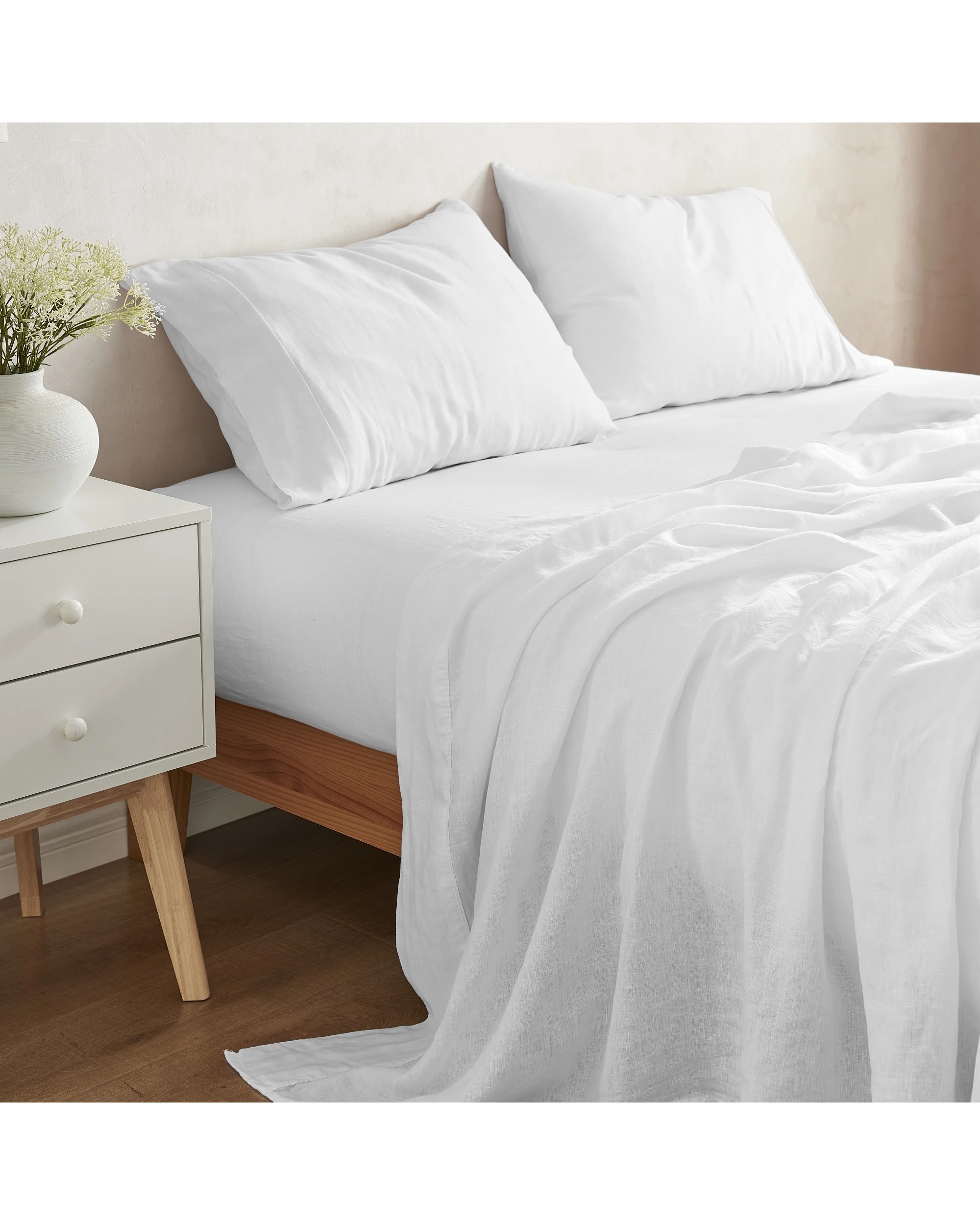 3 Natural Home 100% European Flax Linen Sheet Set - Super King Bed - White, 3 of 6
