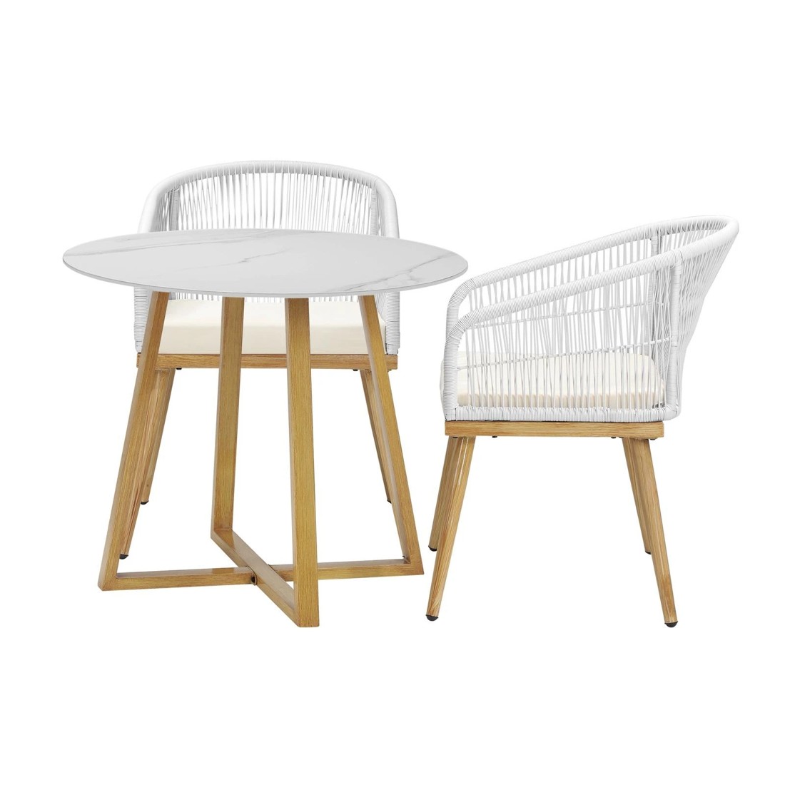 3 Livsip 3 Piece Outdoor Dining Setting Table Lounge Chairs Patio Furniture Set
 - Multi, 3 of 10