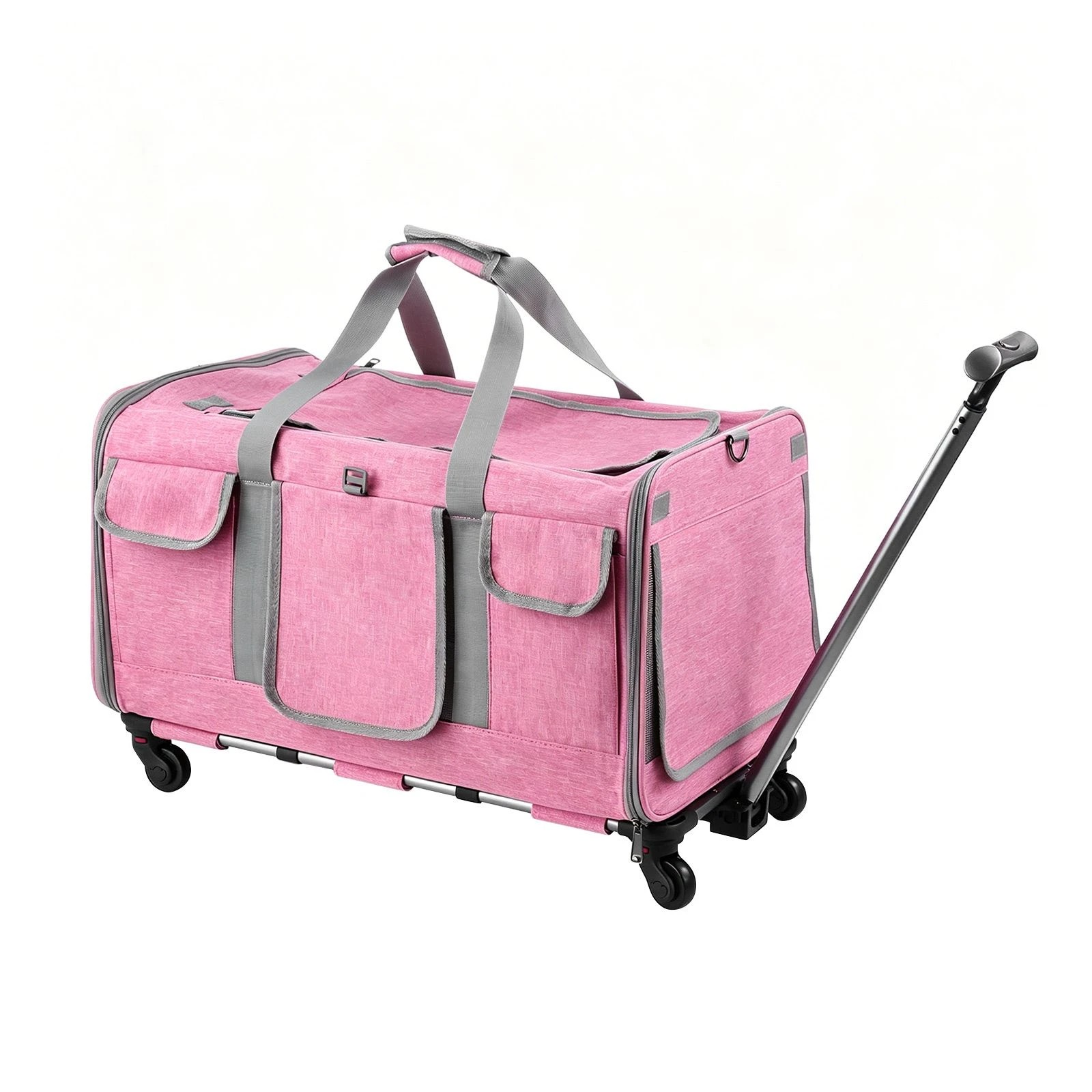 1 Pet Scene Foldable Rolling Pet Dog Carrier Portable Cat Shoulder Bag with 4 Wheels for Outdoor Travel Camping, 1 of 6