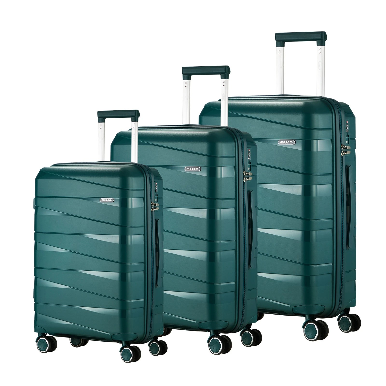 1 Mazam 3PCS Luggage Suitcase Trolley Set Travel TSA Lock PP Case - Green, 1 of 9