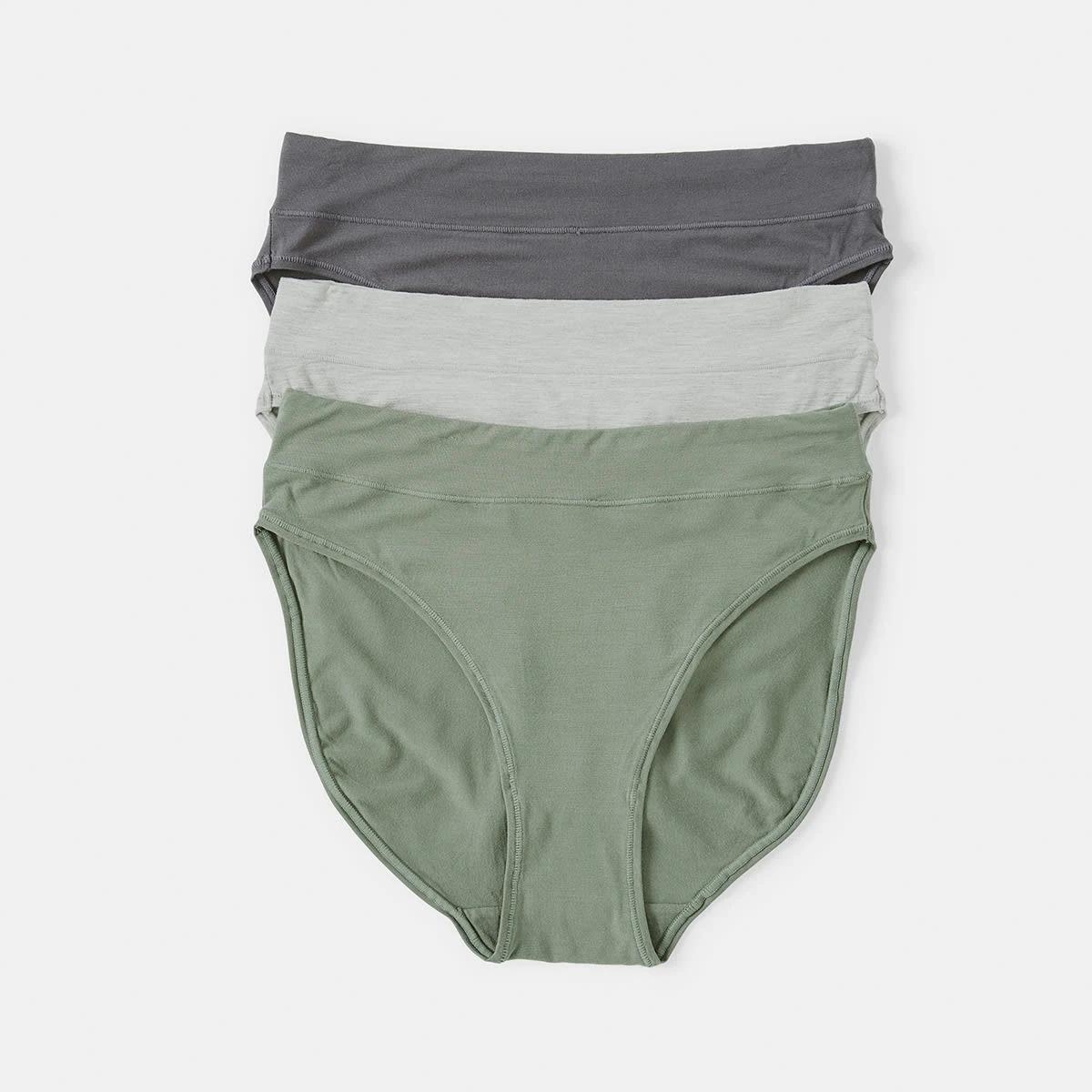 1 3 Pack Bamboo Blend Hi-Cut Briefs SMOKY GREEN, SILVER MARLE, SHADOW NAVY, 1 of 8
