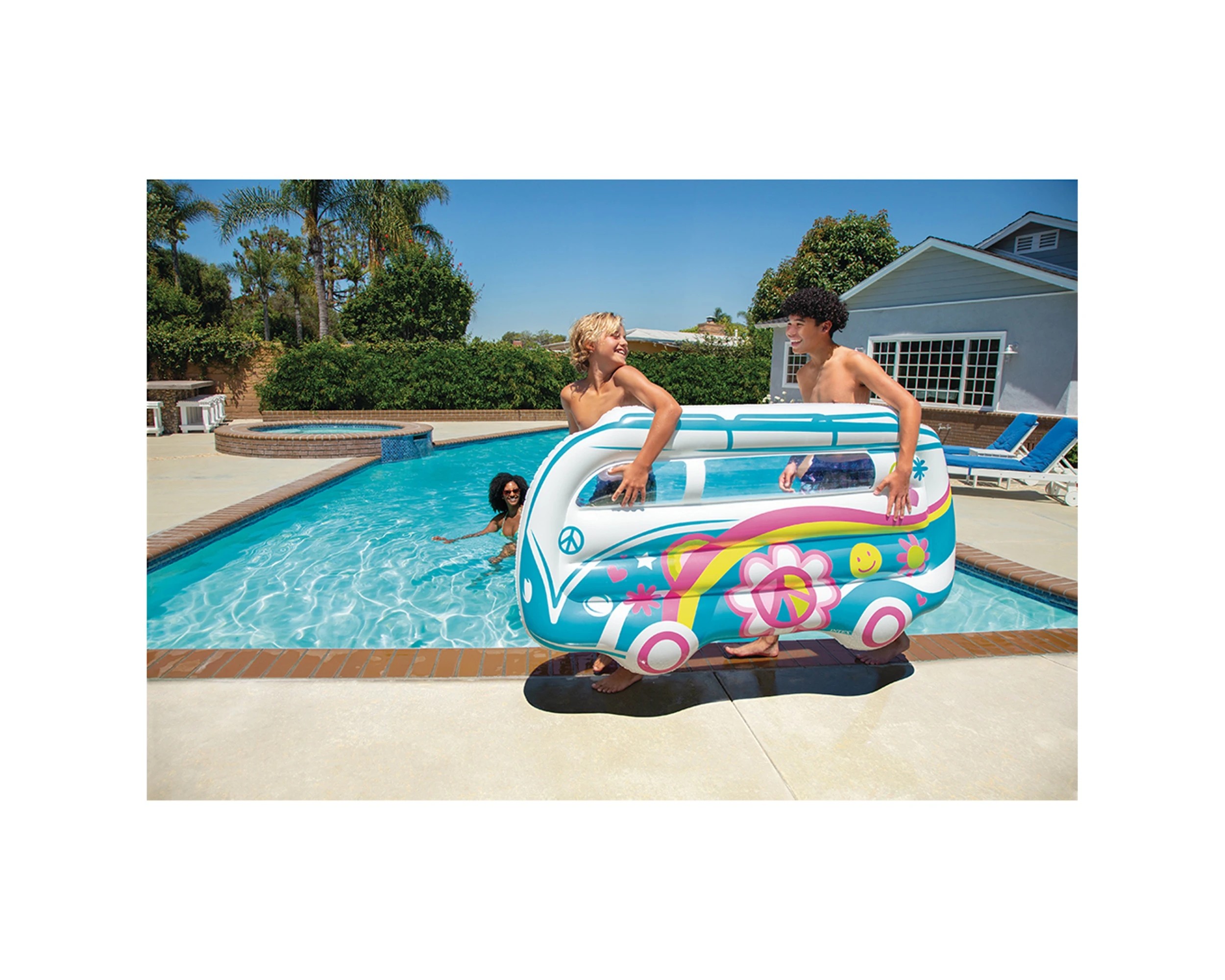 3 Intex Groovy Van Inflatable Pool Lounge Float 178X91Cm Bus Shape Kids Vinyl - Multi, 3 of 3