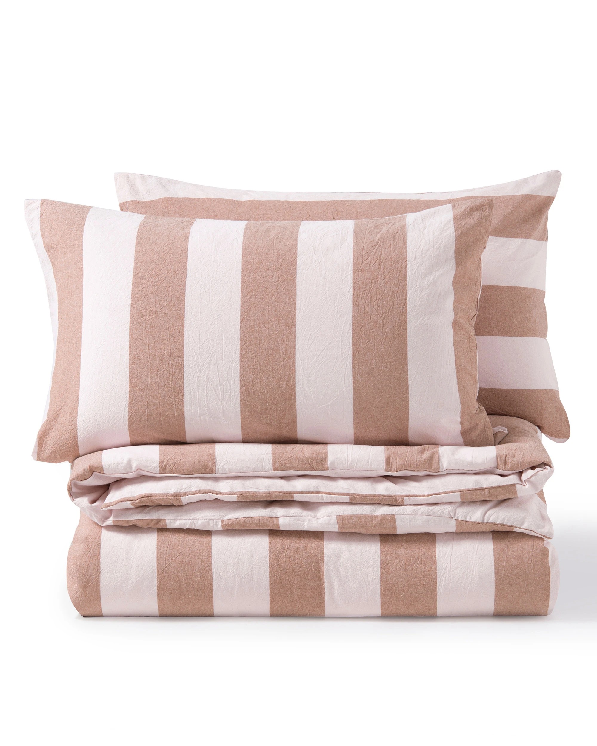 3 Dreamaker Bowie Washed Cotton Yarn Dyed Stripe Quilt Cover Set - King Single Bed - Pink/Caramel, 3 of 6