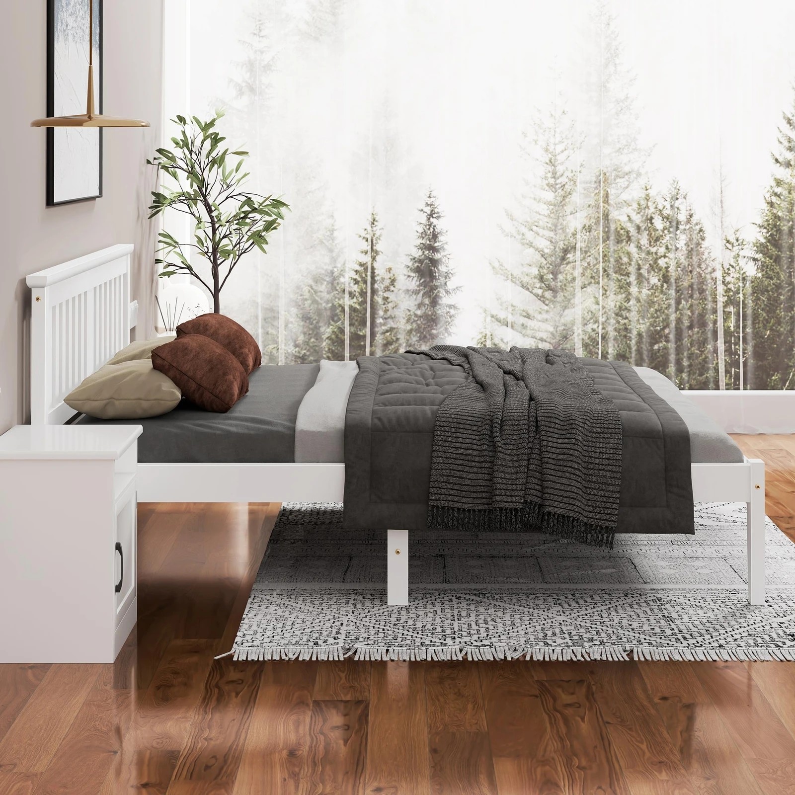 3 Alfordson Bed Frame Wooden Timber King Size Mattress Base Platform Elgin - White, 3 of 10