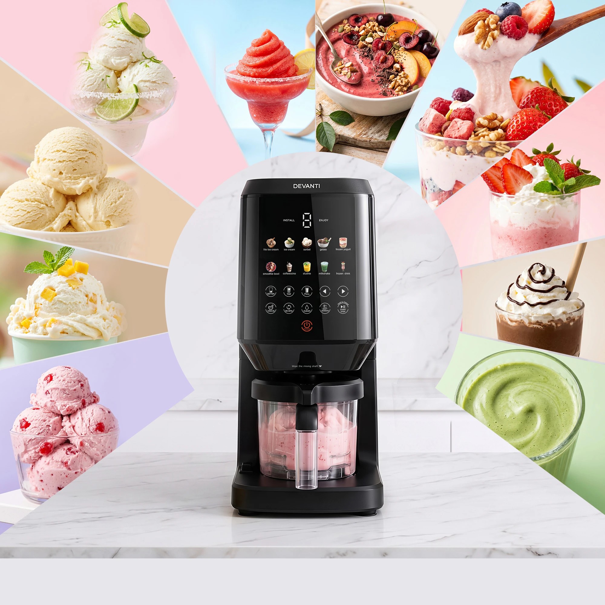 4 Devanti 10-in-1 Ice Cream Maker Machine Homemade Gelato Sorbet Smart Portion Control Custom Mix-Ins - Black, 4 of 10
