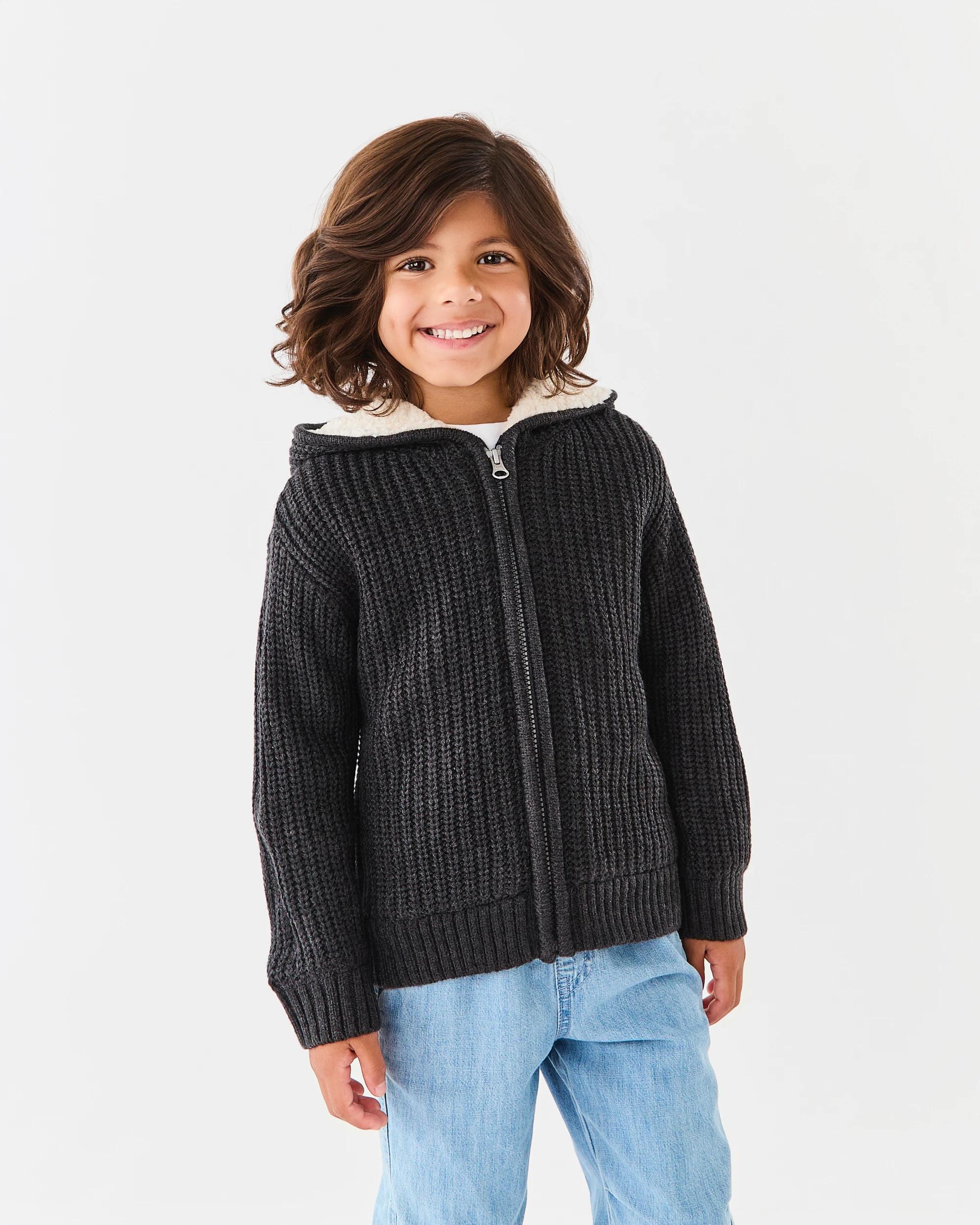 2 Sherpa Knit Hoodie Gry Chmrle, 2 of 8