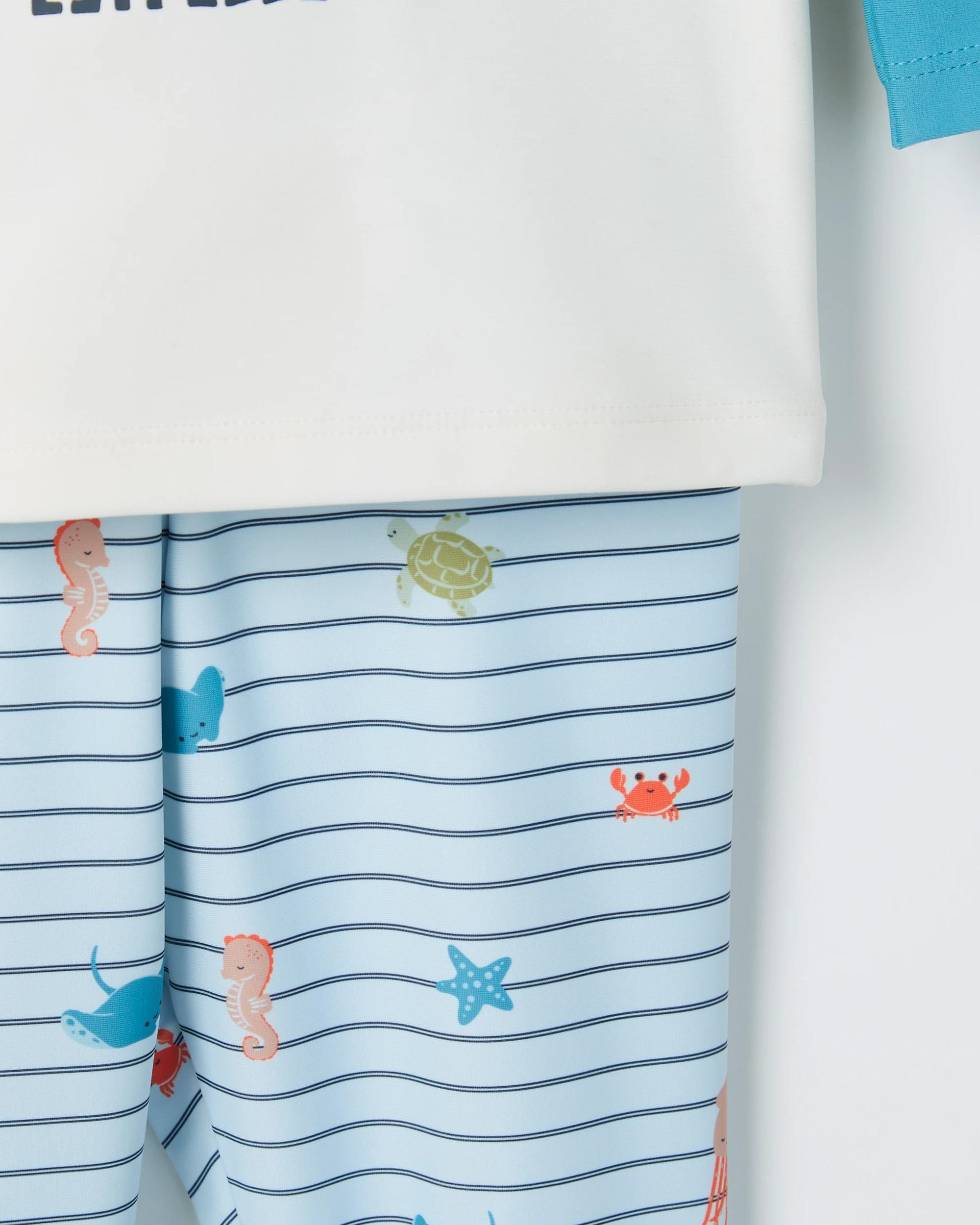 3 Target Baby Baby Long Sleeve Rash Vest and Leggings Swim Set BLUE SANDY CLAWS, 3 of 3