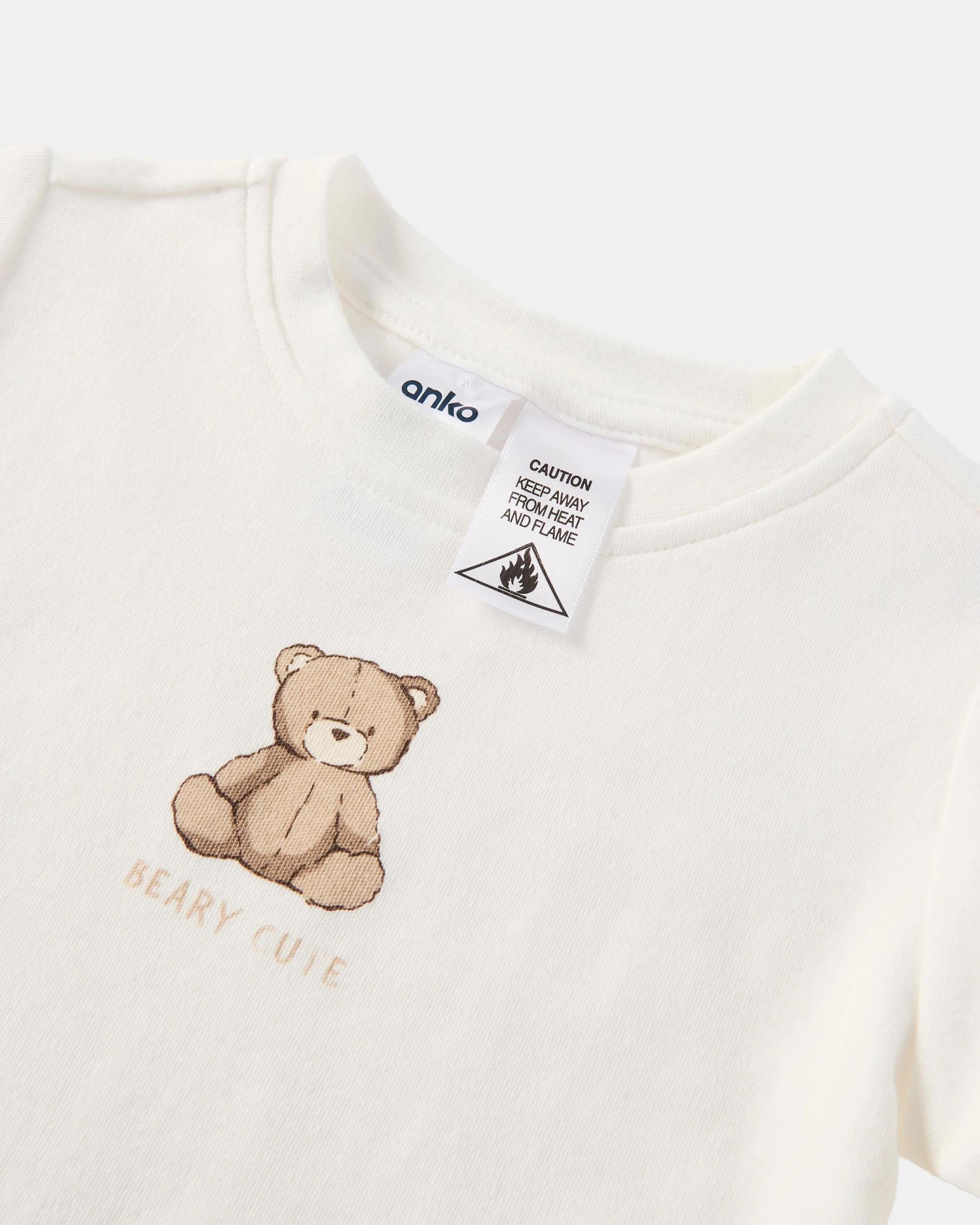 3 Cotton Knit Woven Pyjama Set Beary Cute, 3 of 5