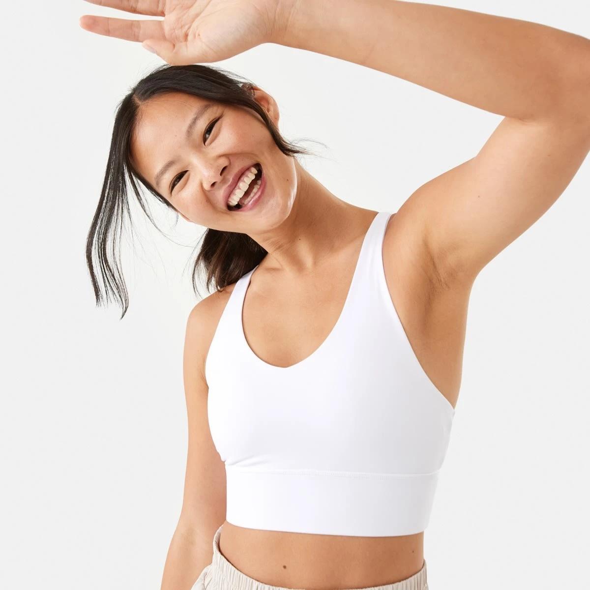1 Active Womens Ultrasoft Strappy Crop Top WHITE, 1 of 8