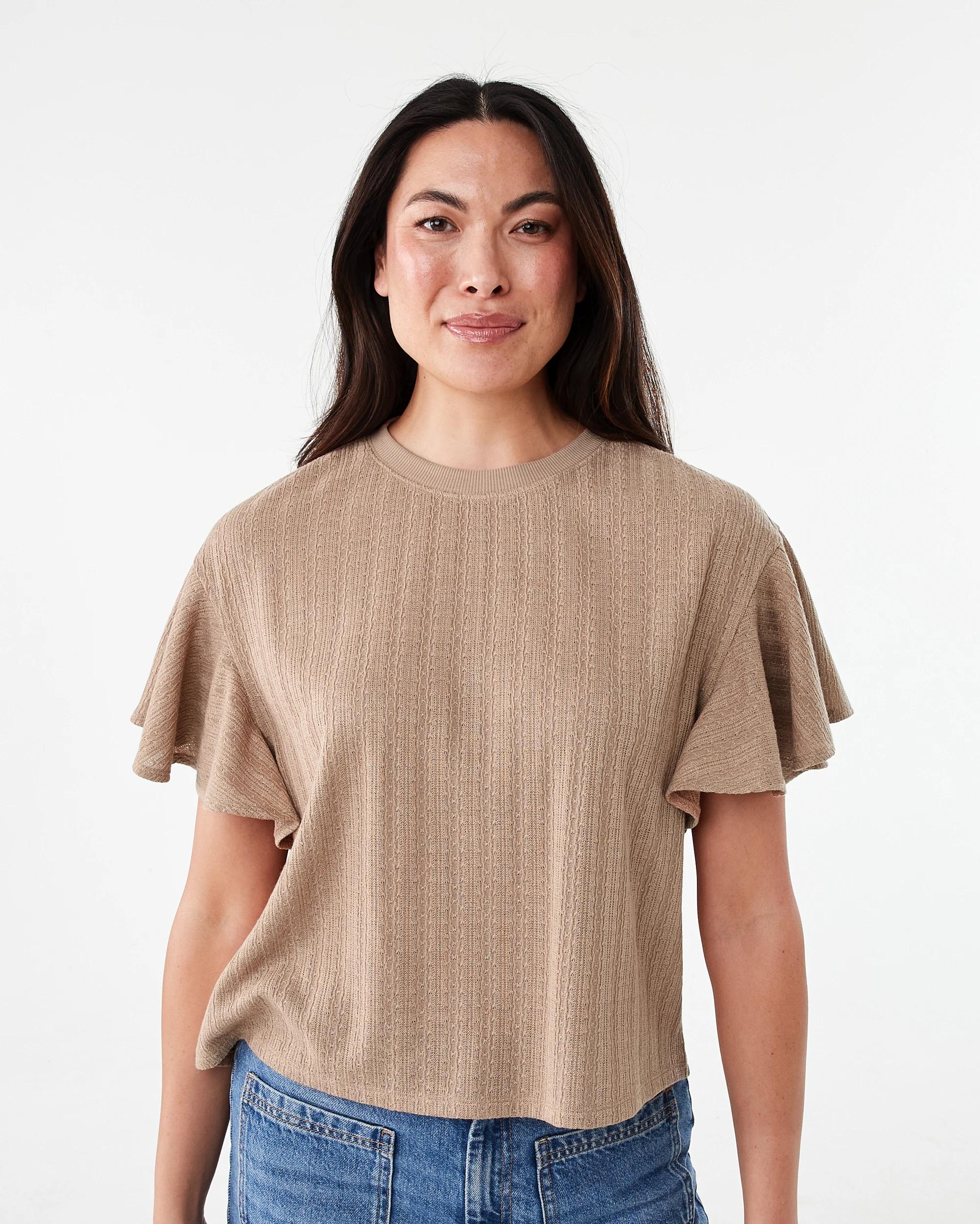 1 Short Sleeve Flutter Top Natural, 1 of 7