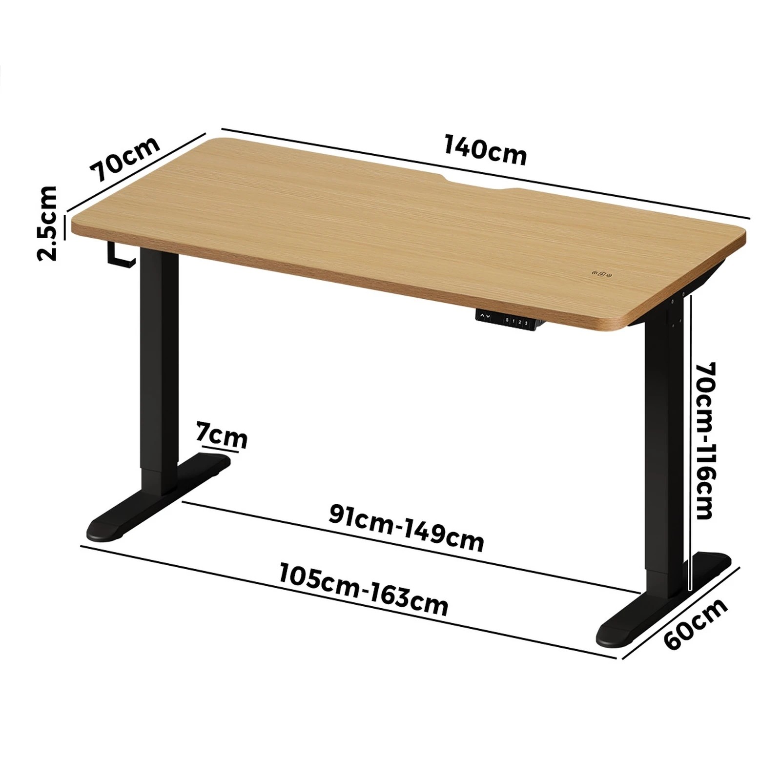 4 Oikiture Electric Standing Desk With Wireless Charging Single Motor 140cm
 - Multi, 4 of 4