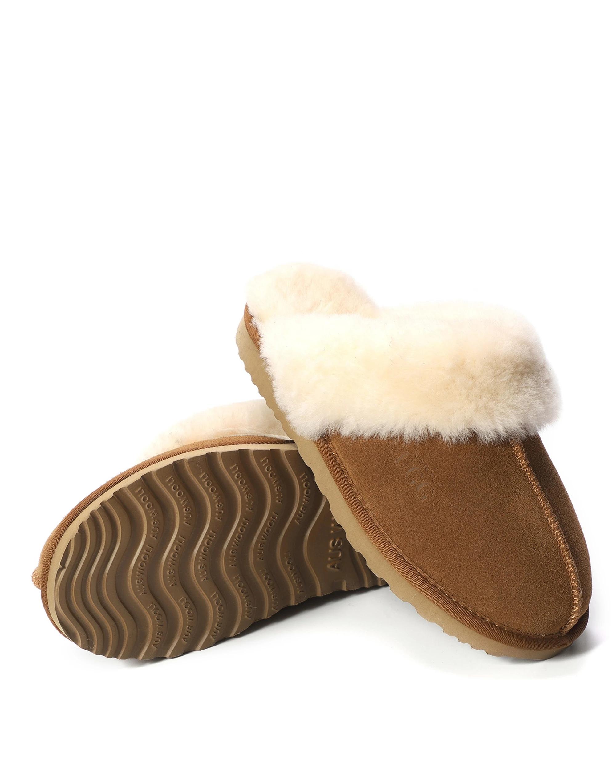 6 AUS WOOLI UGG Sheepskin Wool Sydney Slippers TAN, 6 of 6