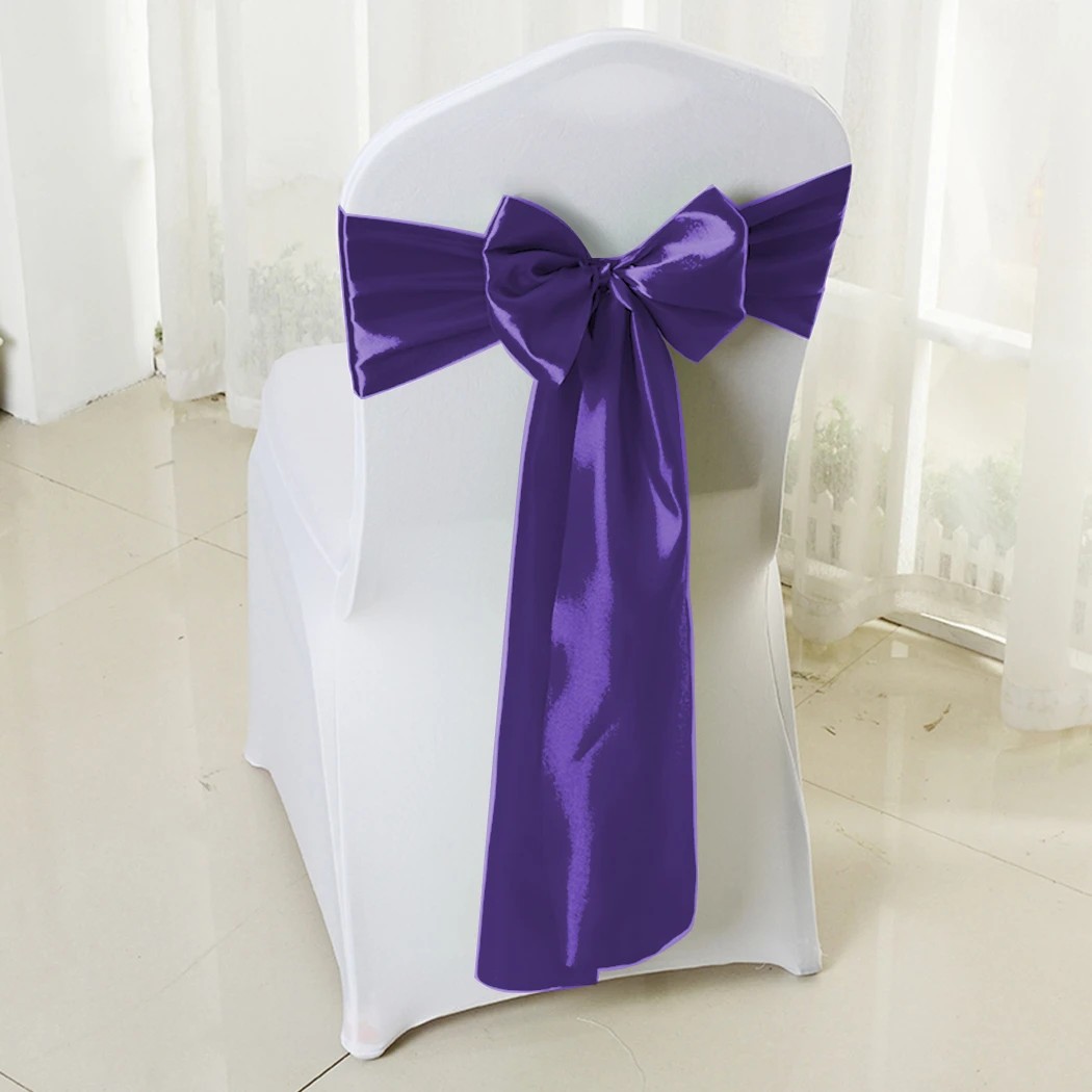 8 Traderight 50 Pcs Satin Chair Sashes - Purple, 8 of 8
