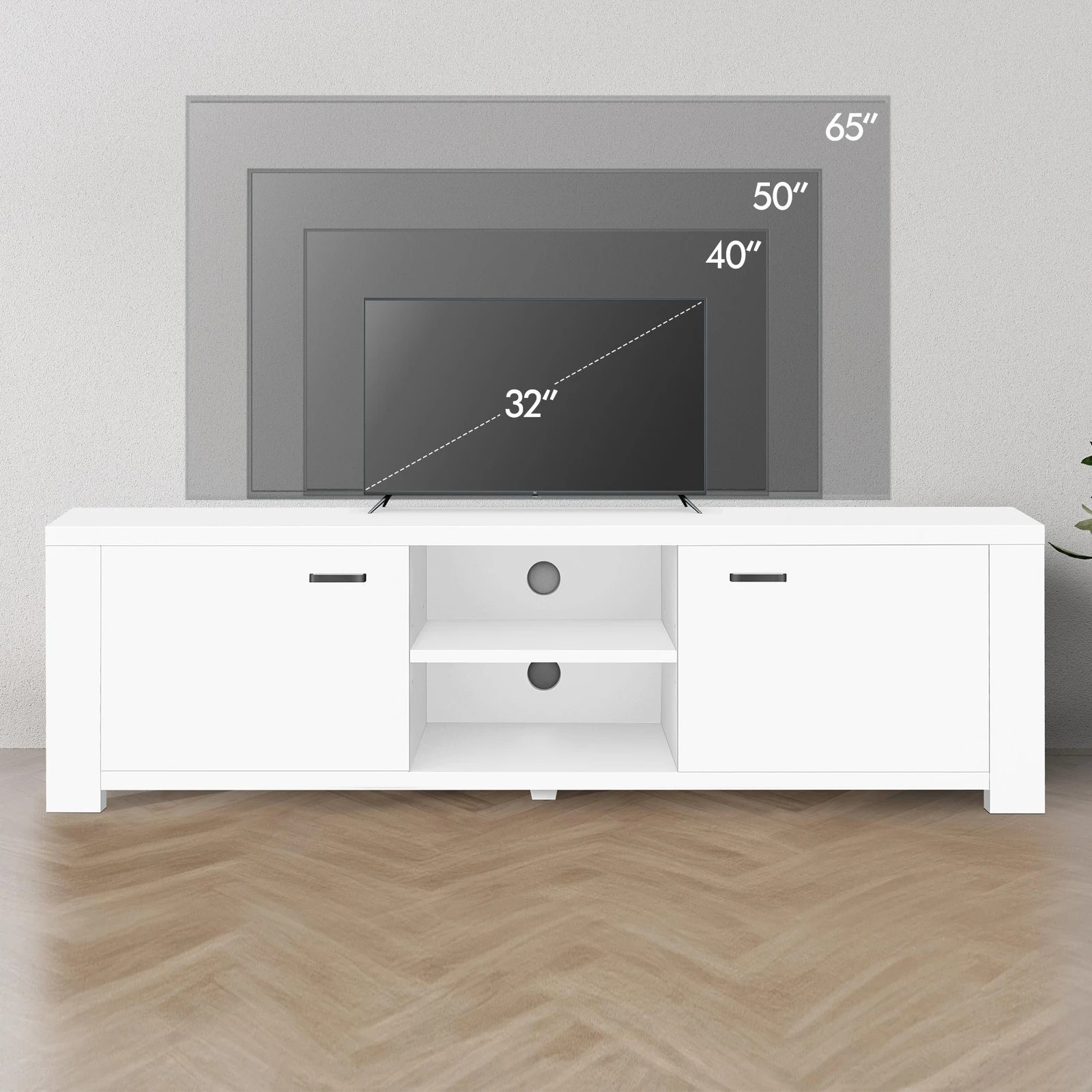 7 Alfordson TV Cabinet Entertainment Unit Stand Storage Shelf 160cm - White, 7 of 10