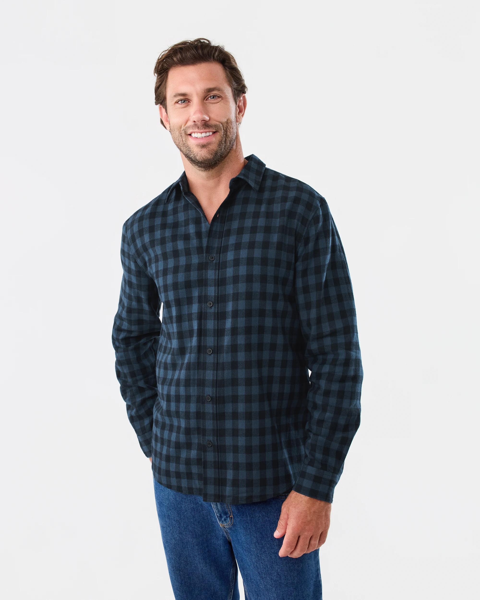 1 Long Sleeve Brushed Shirt Blu Check, 1 of 6