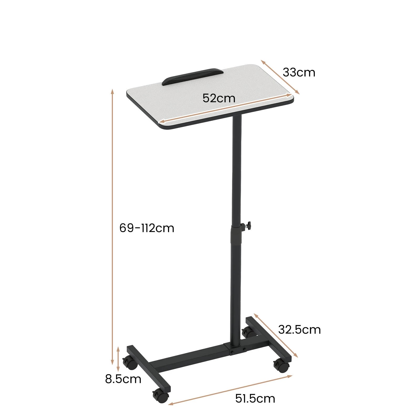 2 Costway Overbed Table w/Wheels C-Shaped End Table Adjustable Laptop Table - Grey, 2 of 3