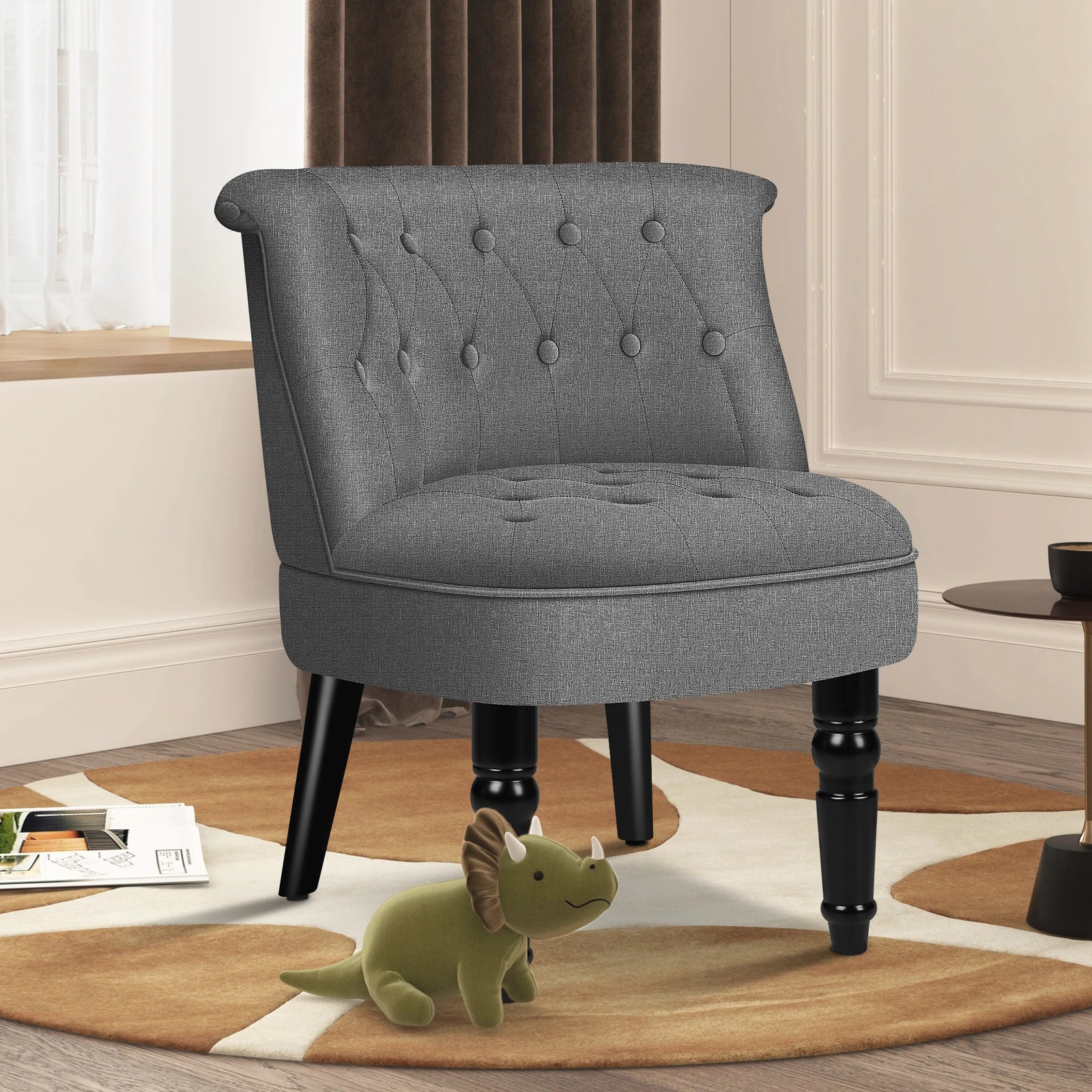 5 Alfordson Armchair Lounge Chair Wingback Accent Tufted Chair Fabric Sofa - Grey, 5 of 9