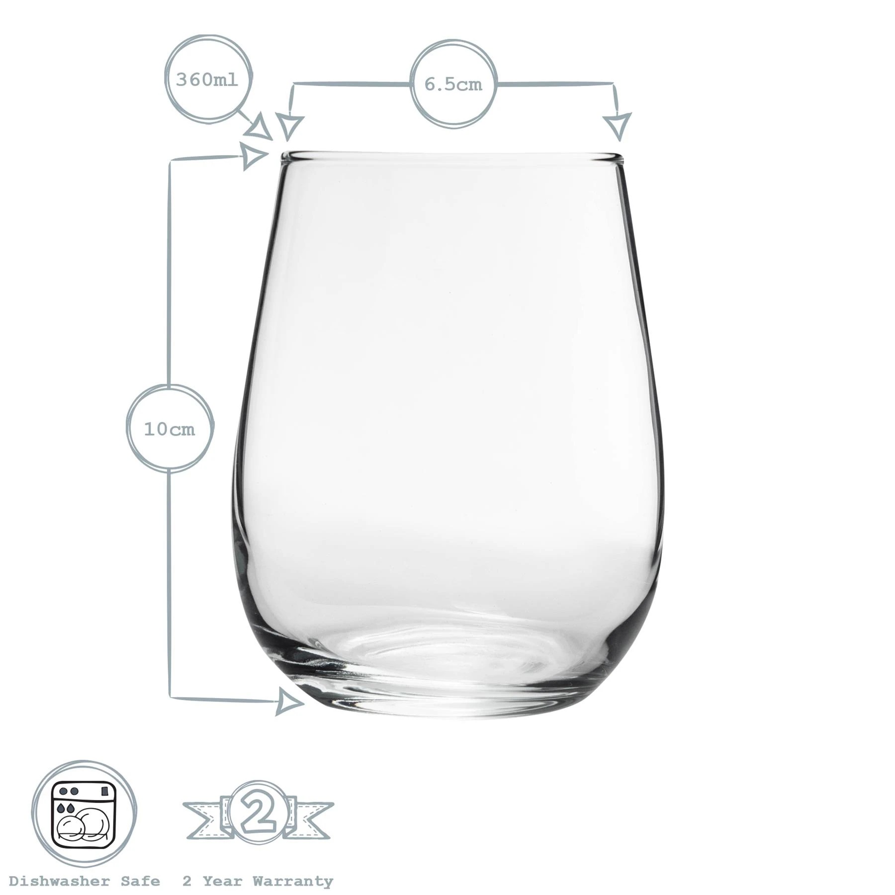 3 LAV 12 Piece Gaia Stemless White Wine Glasses Set - Modern Glass Goblets Tumblers - 360ml - Clear, 3 of 7