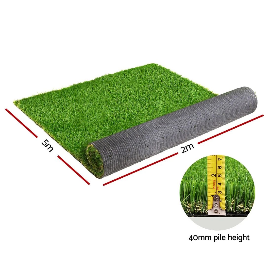 3 Prime Turf Artificial Grass 40mm 2mx5m Synthetic Fake Lawn Turf Plastic Plant - Green, 3 of 9