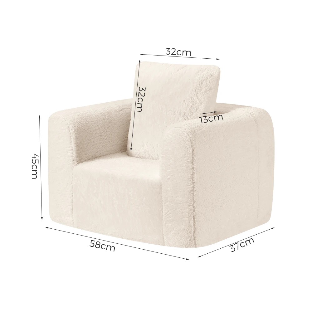 2 Playpals Kid Sofa Lounge Couch with Pillow High Back Toddler Chair - Beige, 2 of 3