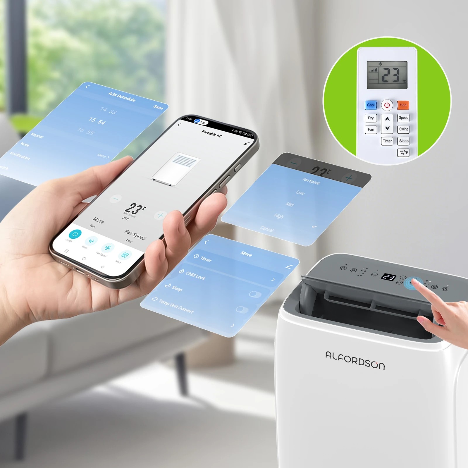 3 Alfordson Portable Air Conditioner 12000BTU Dehumidifier Fan WiFi Remote - White, 3 of 10