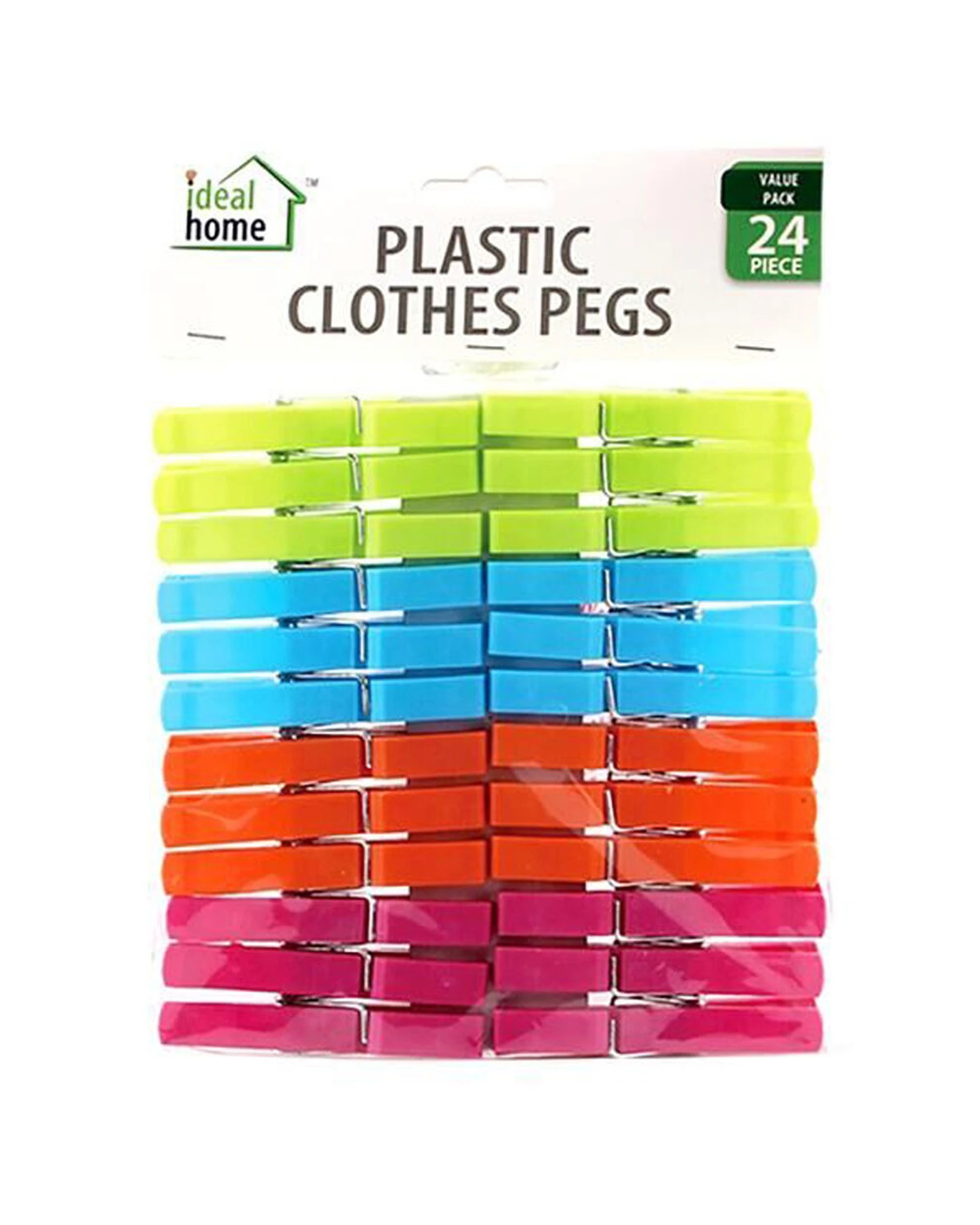 2 Ideal Home 12x 24pc Plastic Cloth Pegs Laundry Hanging Clips Clamp Lightweight - Multi, 2 of 2