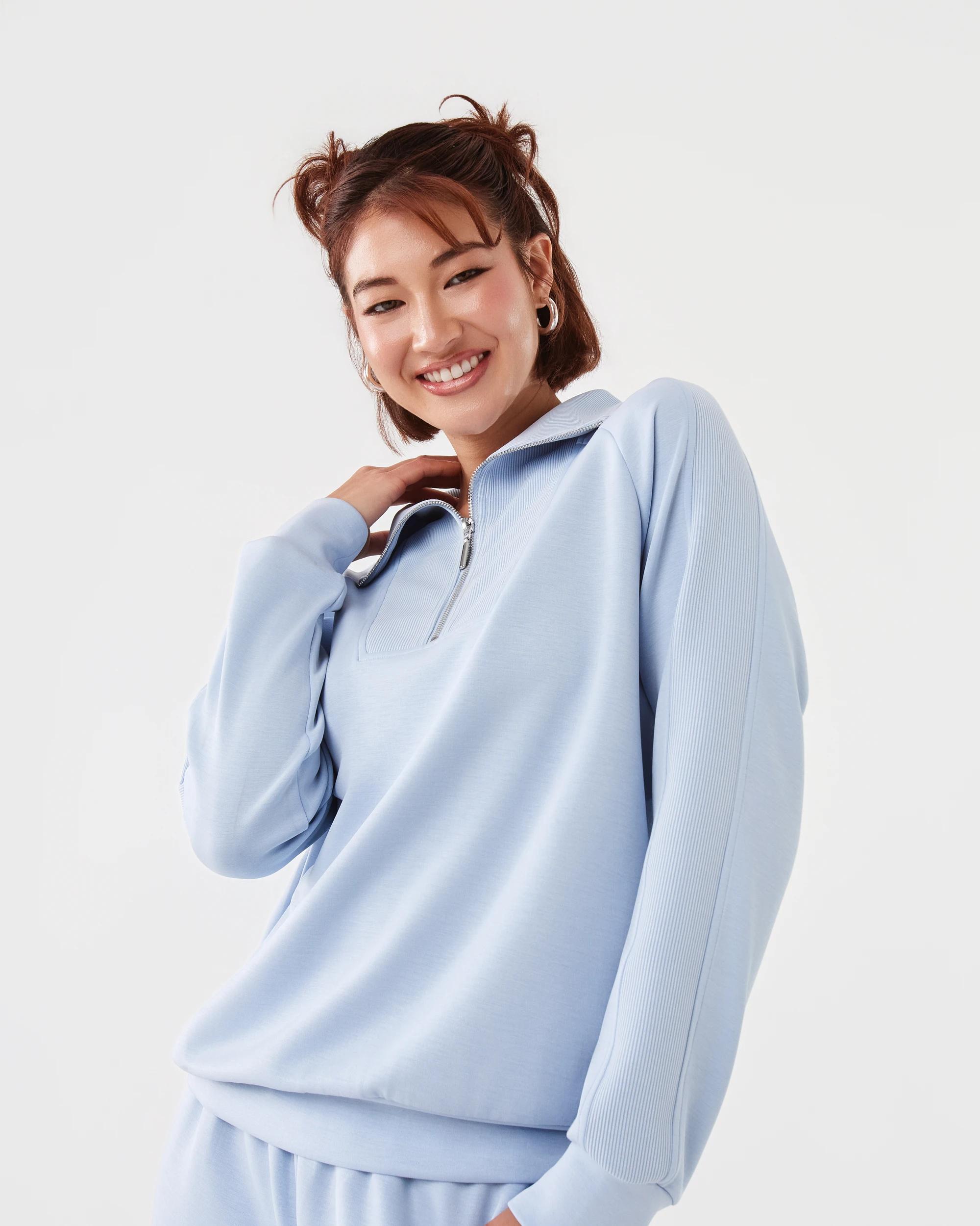 5 Active Womens Soft Modal Quarter Zip Jumper Seashell, 5 of 8